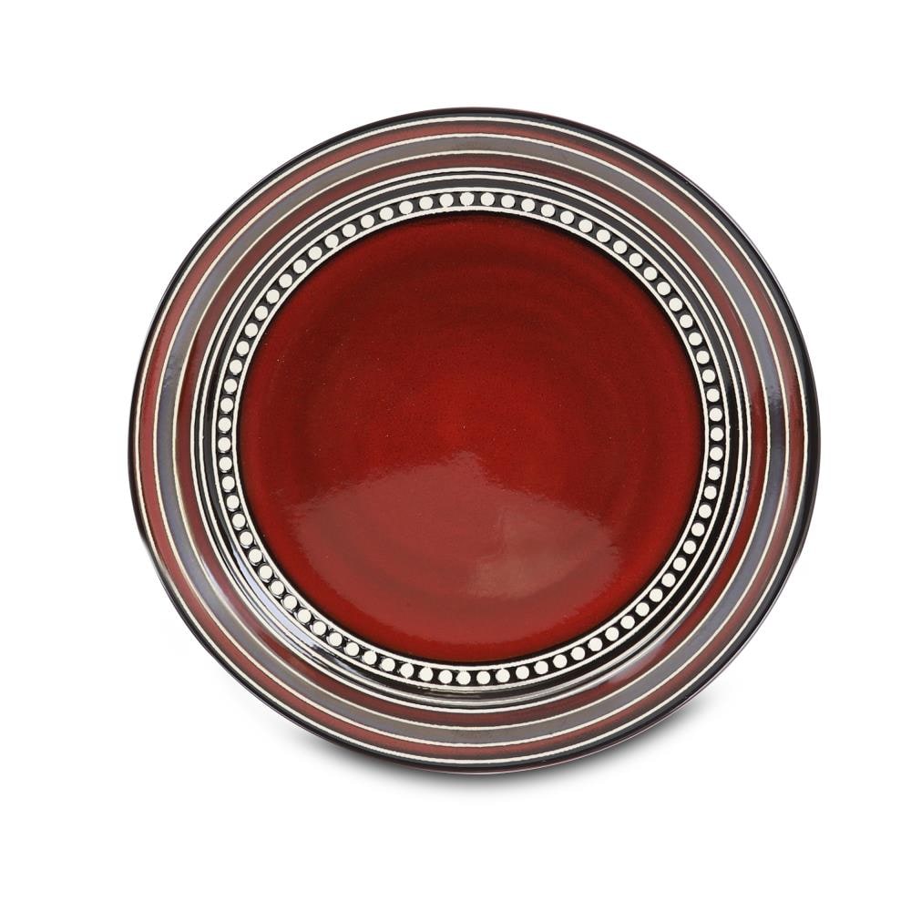 Red and Black Ceramic 16-Piece Dinnerware Set