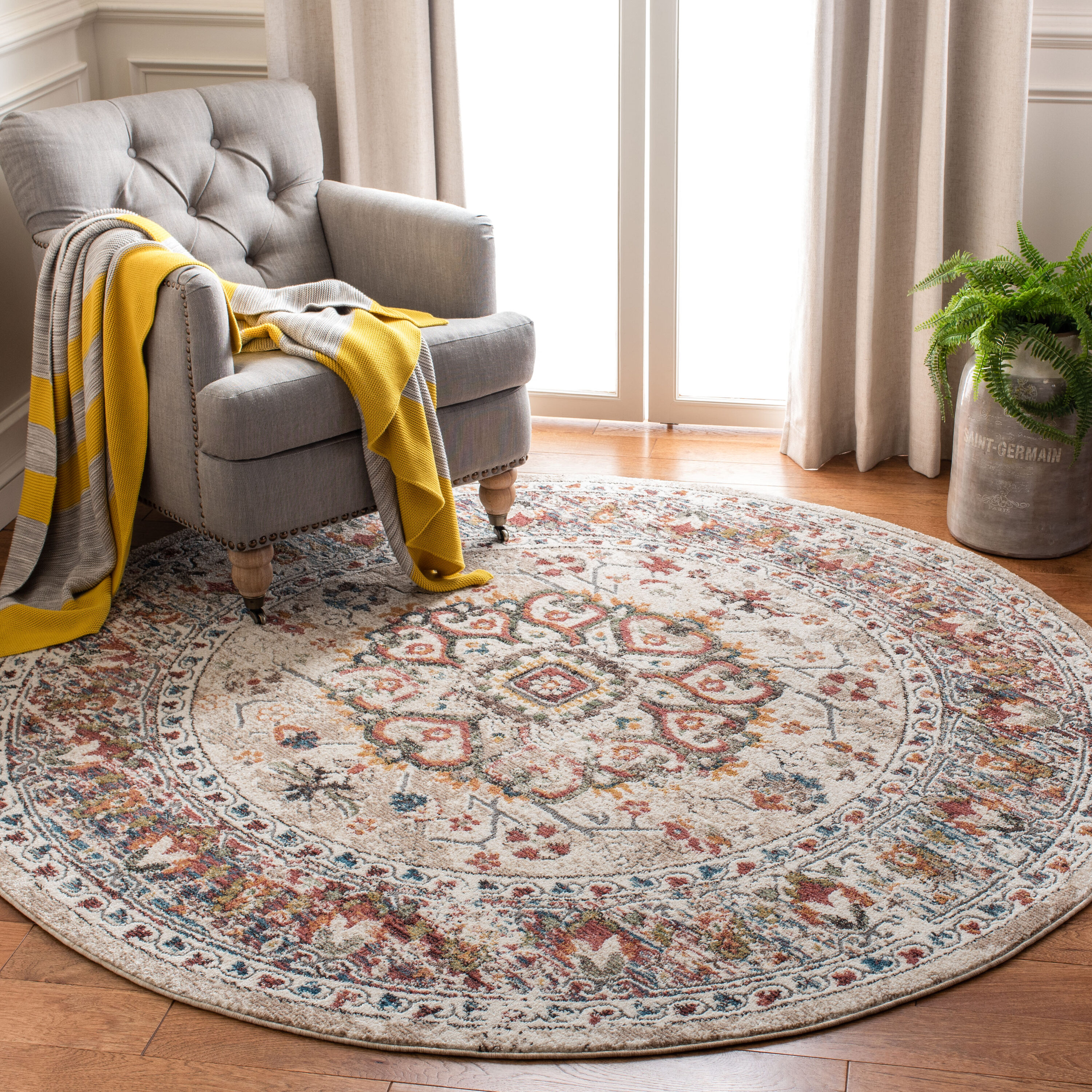 Safavieh - Carlyle 229A Ivory Gold 7 x 7 Round Area rug