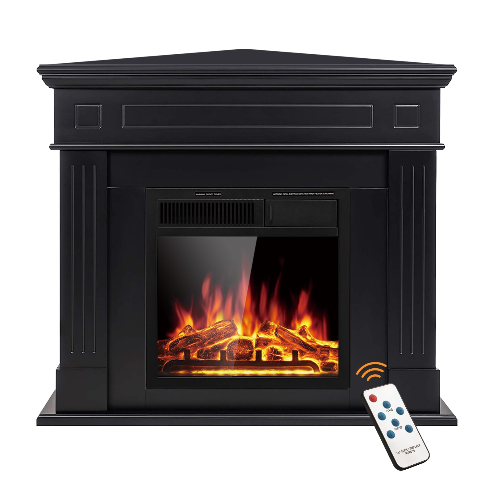 COWSAR M27-BLACK 43.39-Inches W Black Free standing Infrared quartz Corner or flat wall Electric Fireplace