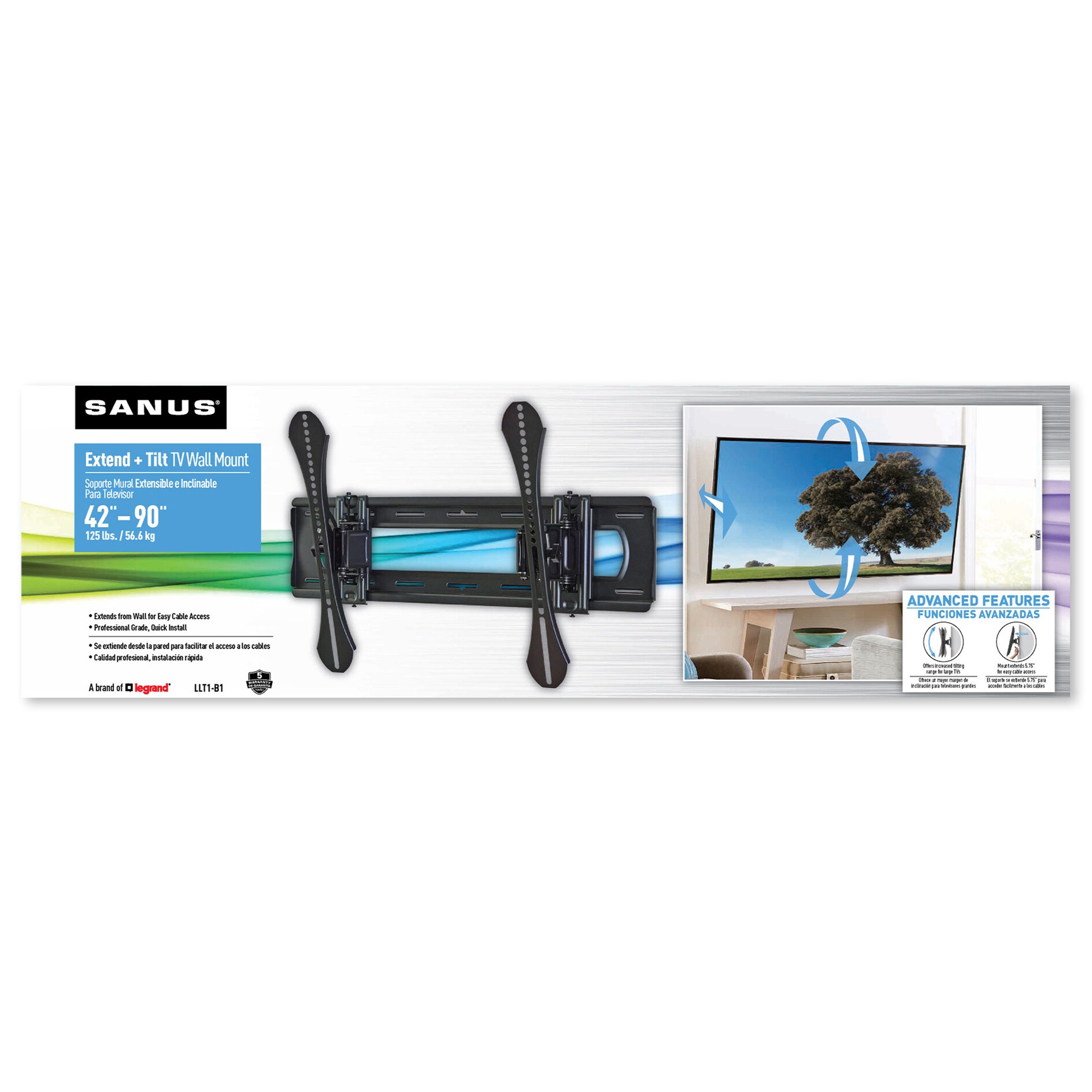 Sanus 42 to 90-in Tilt Indoor Wall TV Mount Fits TVs up to 90-in