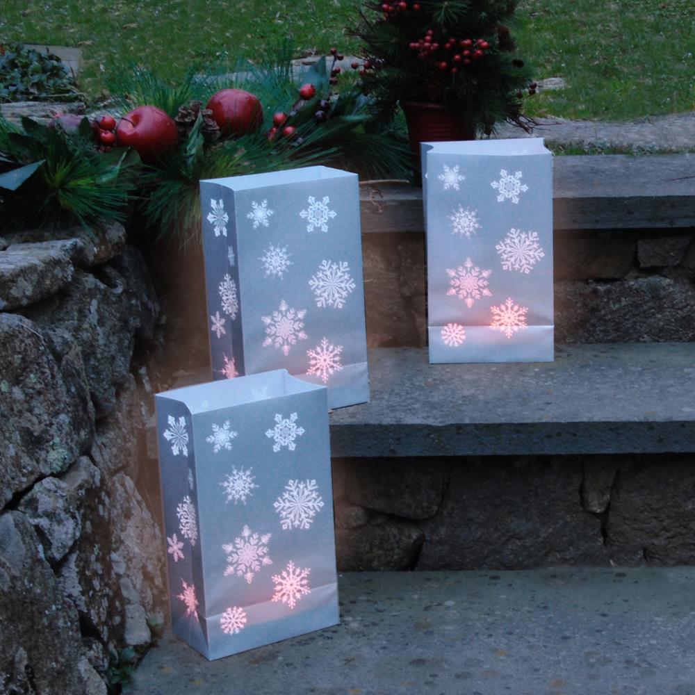 Lumabase Candle Luminaria Kit, 12 Count Snowflake