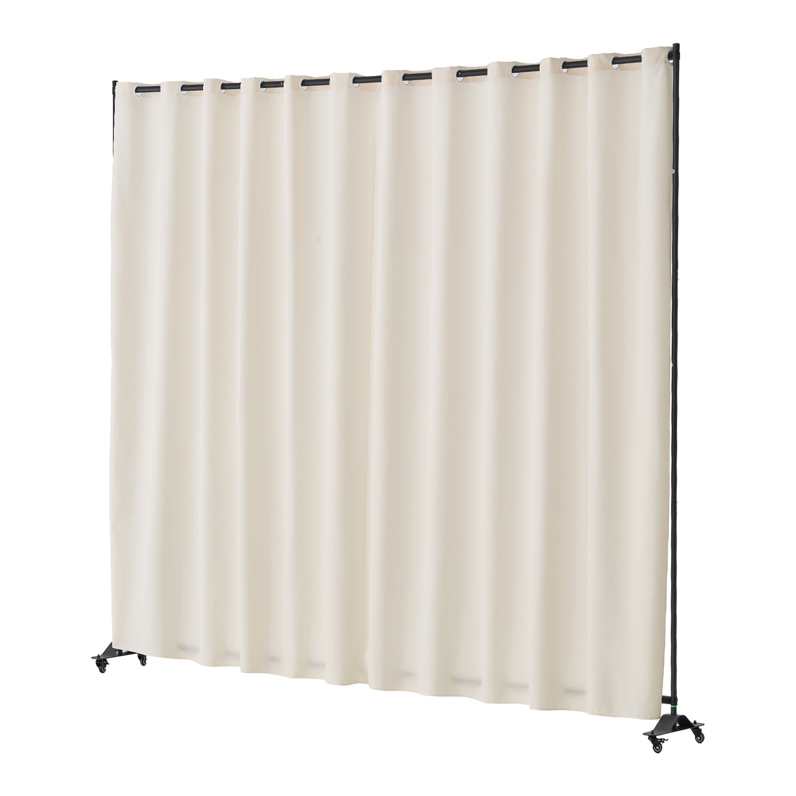 Mecale Portable Room Divider with Wheels 8-ft Tall Freestanding Curtain Privacy Screen on Rolling Stand for Office and Bedroom - Beige