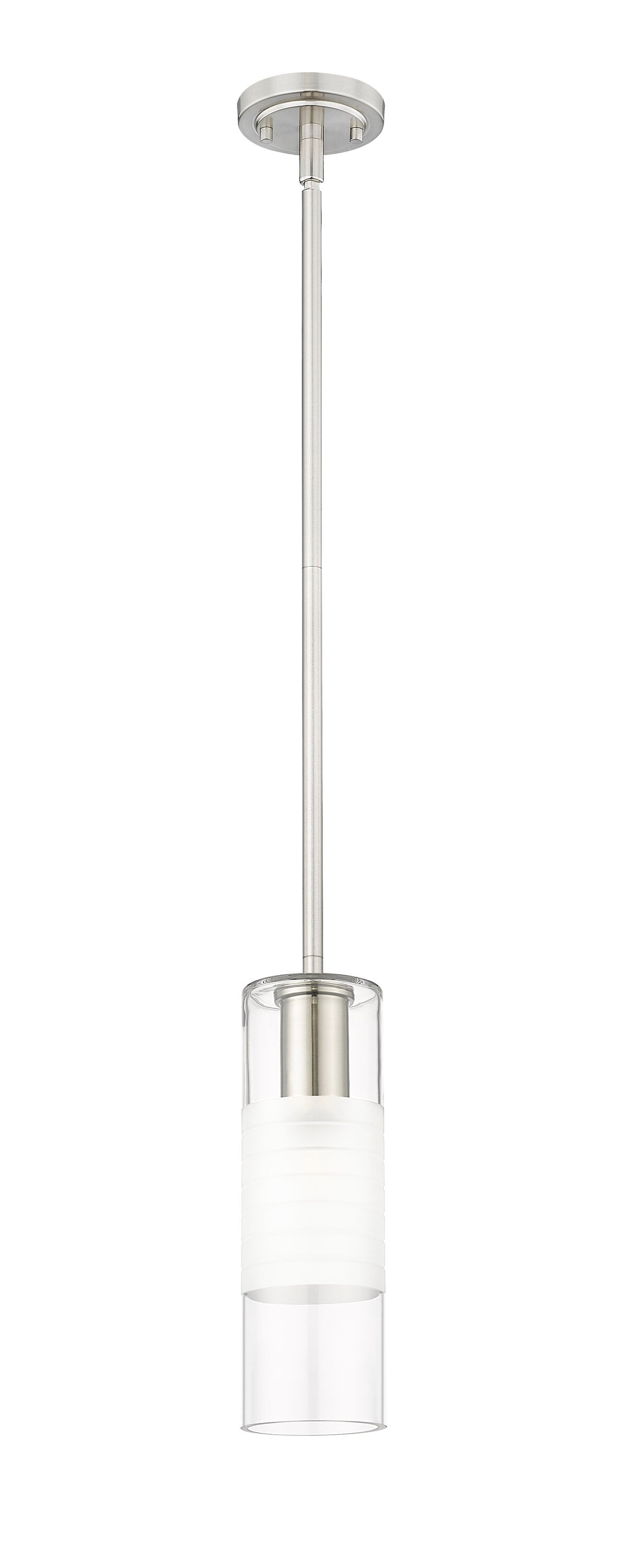 Brushed Nickel Frosted Glass Cylinder Pendant Light