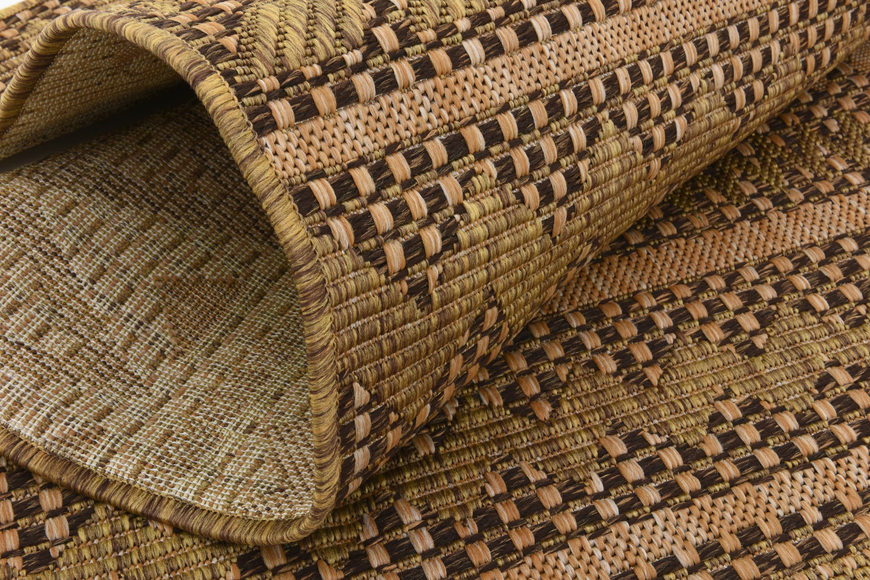 Light Brown 4' x 6' Synthetic Flat Woven Reversible Outdoor Rug