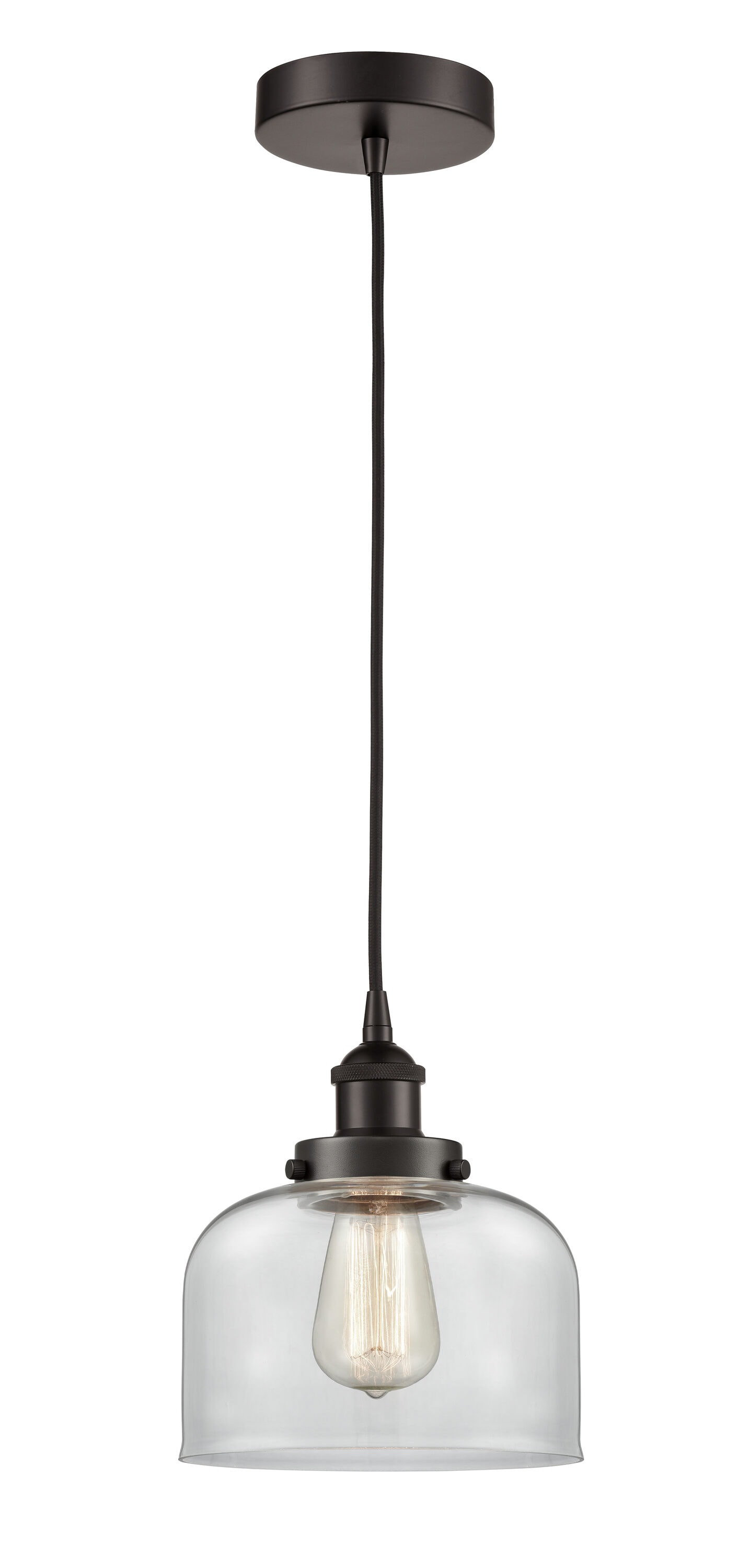 Edison Mini Pendant Light in Oil Rubbed Bronze with Clear Bell Glass