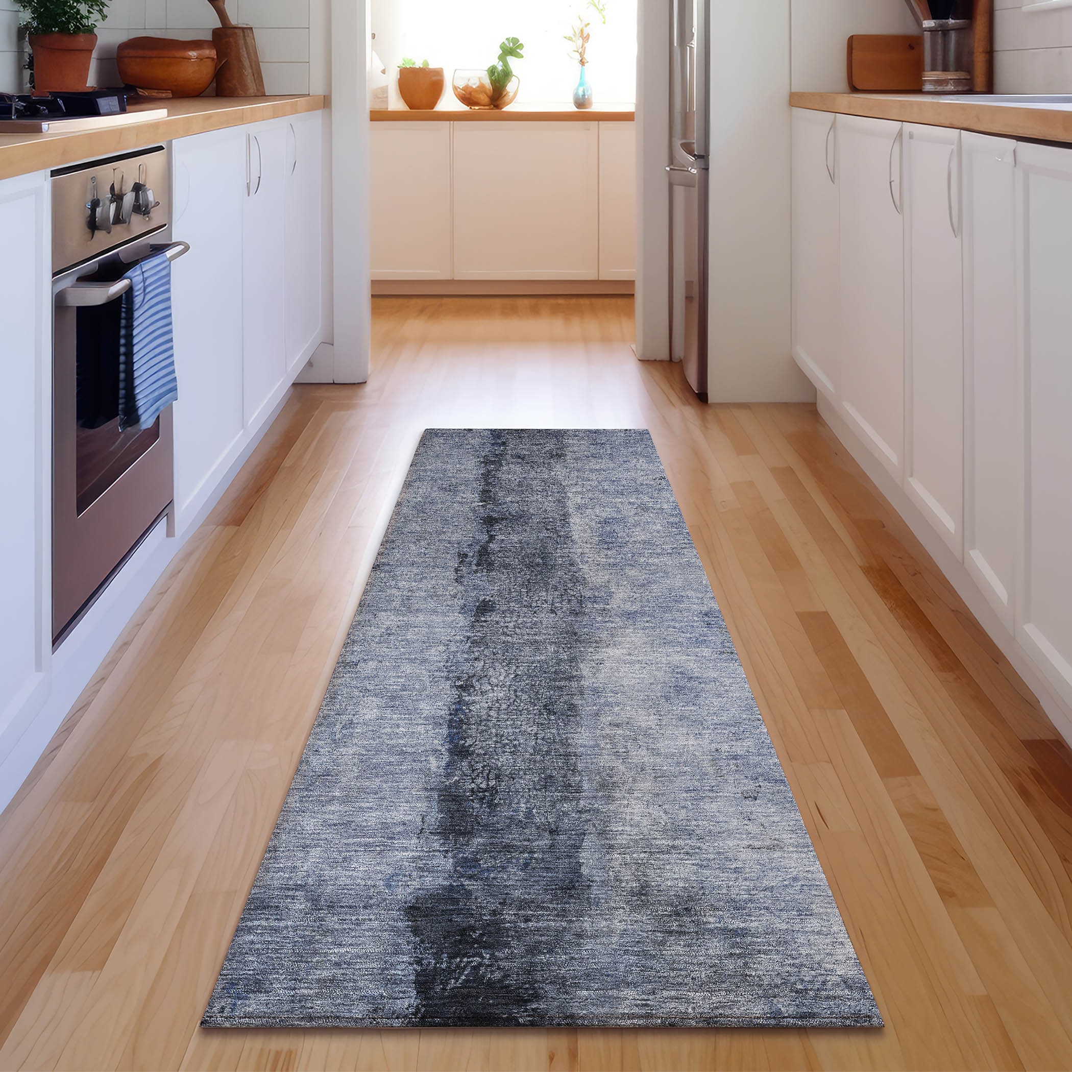 Addison Rugs AMF605DN2X8 Mayfield AMF605DN 2 x 7 (ft) Loomed Polyester Denim Rectangular Indoor Geometric Machine washable Area rug