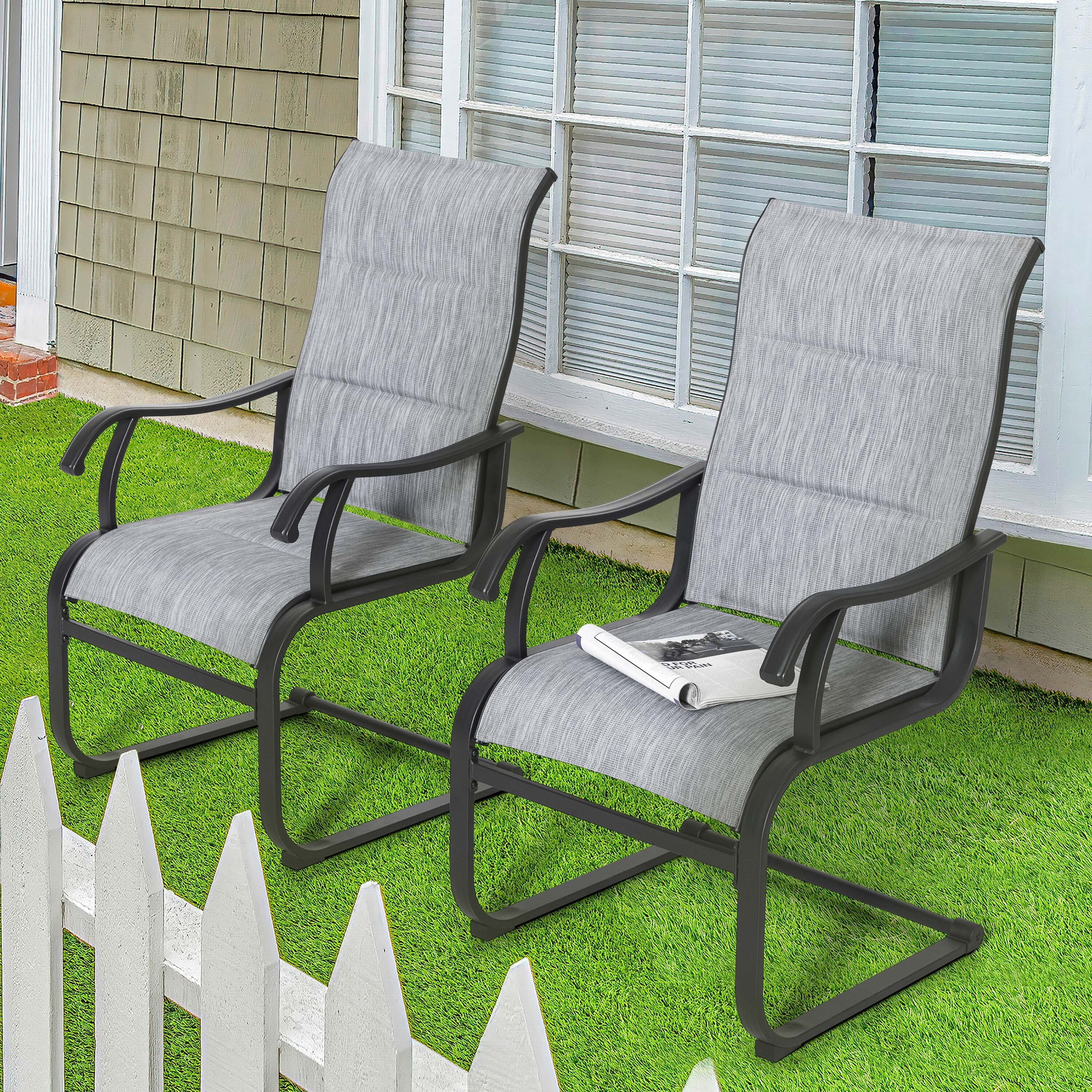 Nuu Garden Patio Chairs Set of 2 Light Gray Iron Frame Dining Chair with Gray Solid Seat in the Patio Chairs department at Lowes