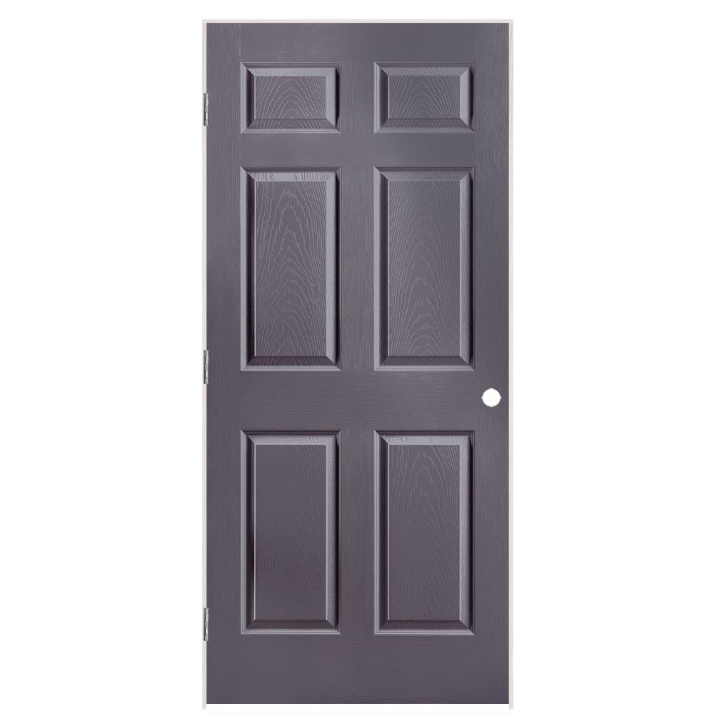 Masonite 1316995 36-in x 80-in Slate Solid core 6-panel Right hand Textured Prefinished Molded composite Flat Jamb Single Prehung Interior Door