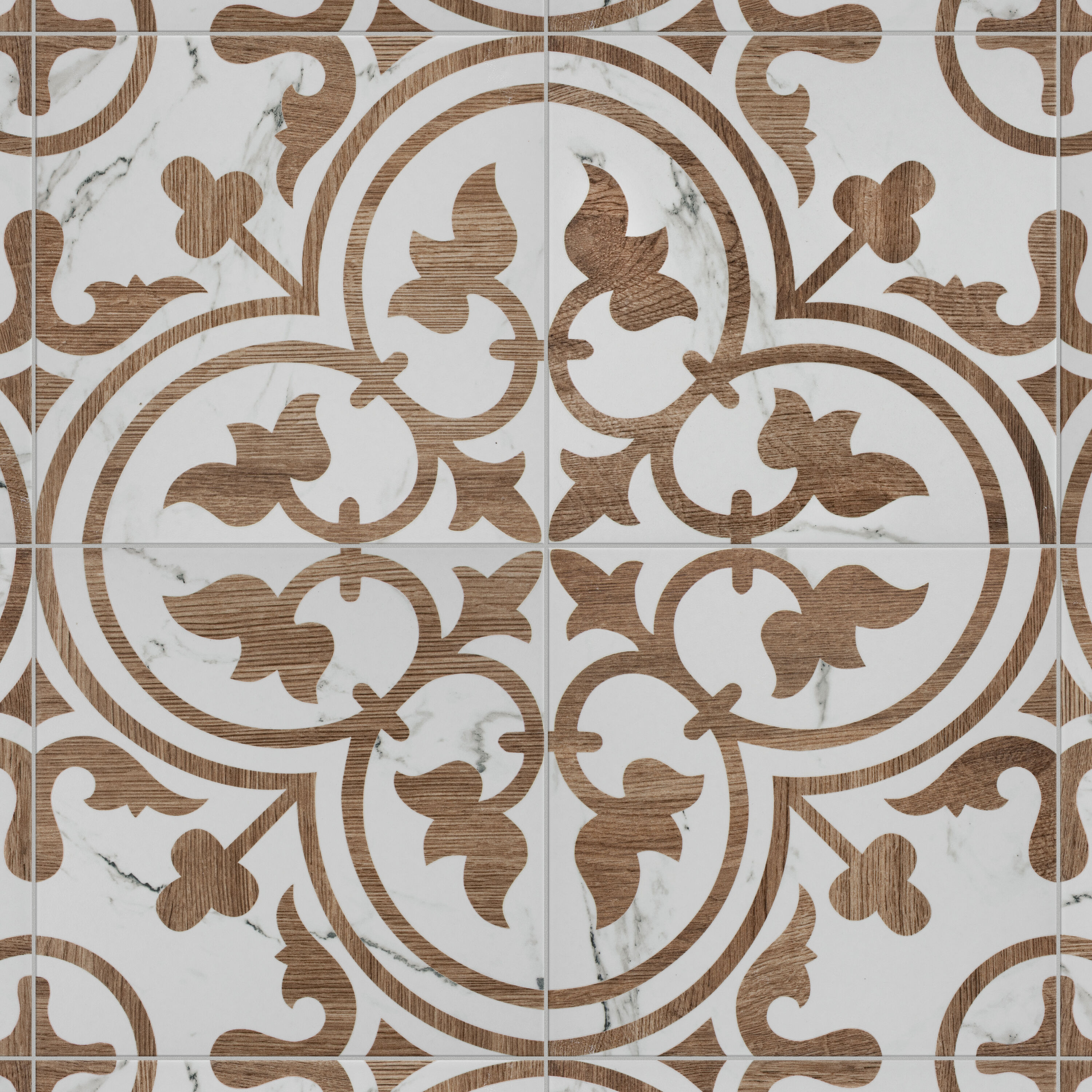 Affinity Tile FCD10ALN Llama Arte Loire Noce 9-3/4-in x 9-3/4-in Glazed Porcelain Encaustic Standard Floor and Wall Tile ( 10.88-sq ft Carton )