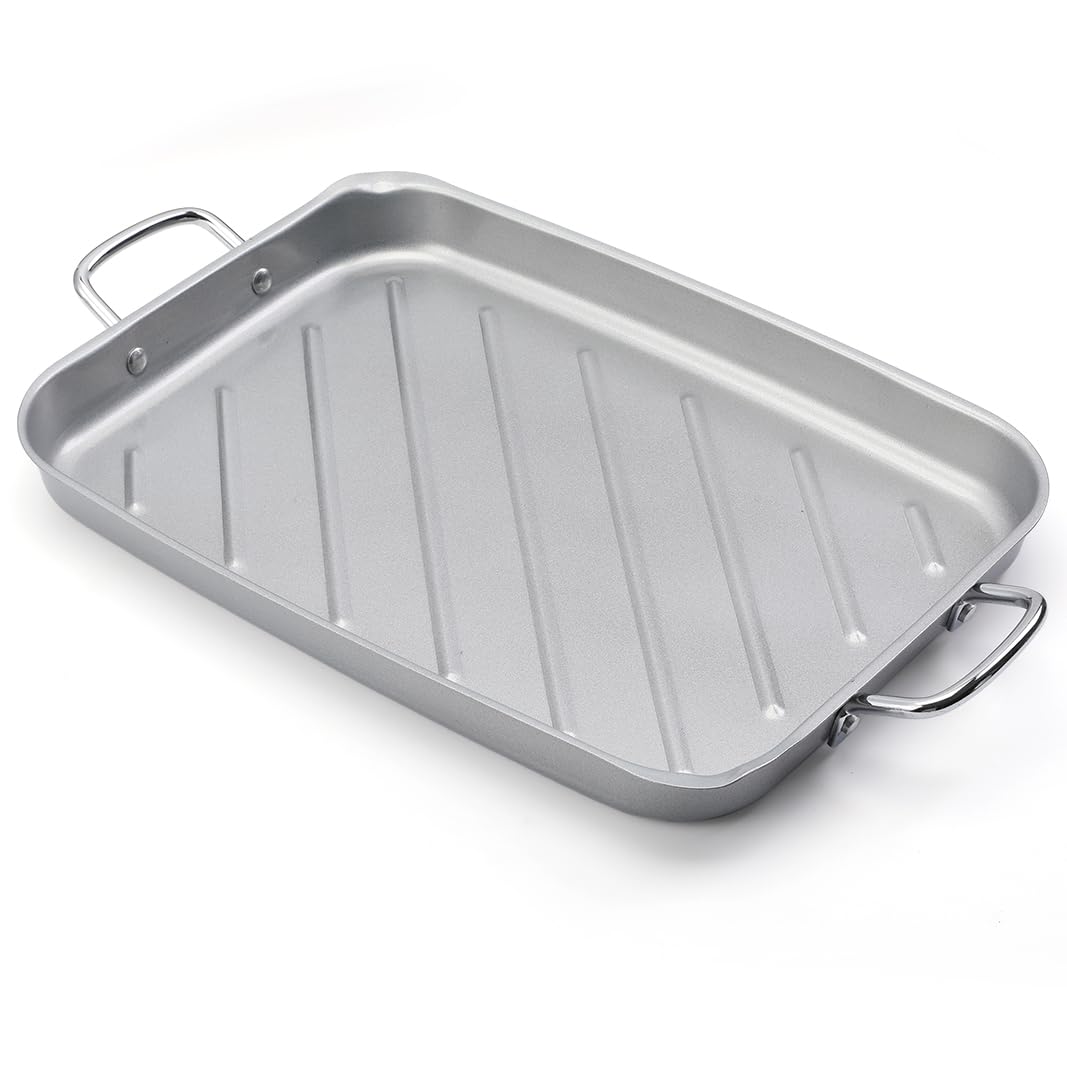 Aoibox  Outdoor Grill Pan BBQ Topper with Handles 11 x 15 in Perforated Grilling Tray for Barbecue Vegetables and Small