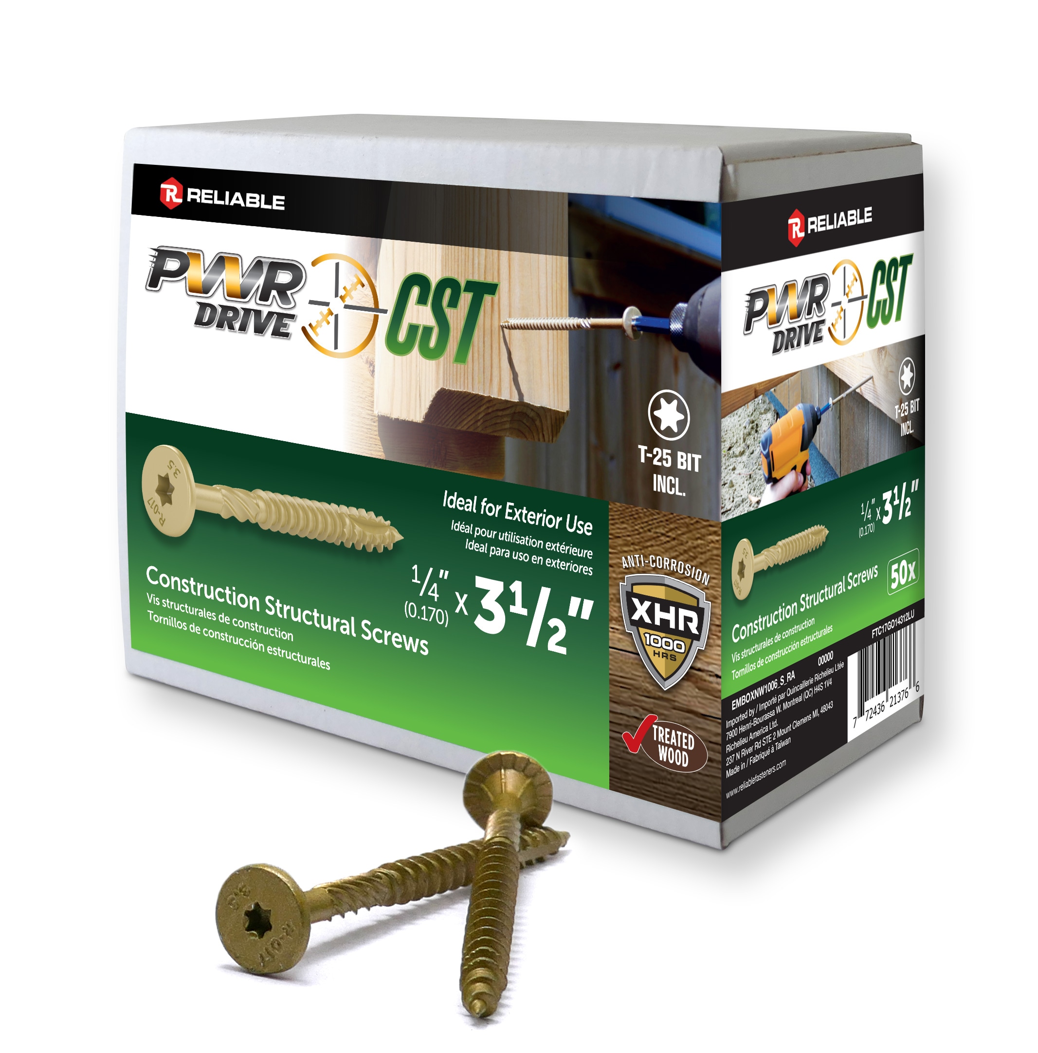 PWR DRIVE Reliable 1/4-in x 3-1/2-in Wood to wood Deck Screws 50 -Per Box