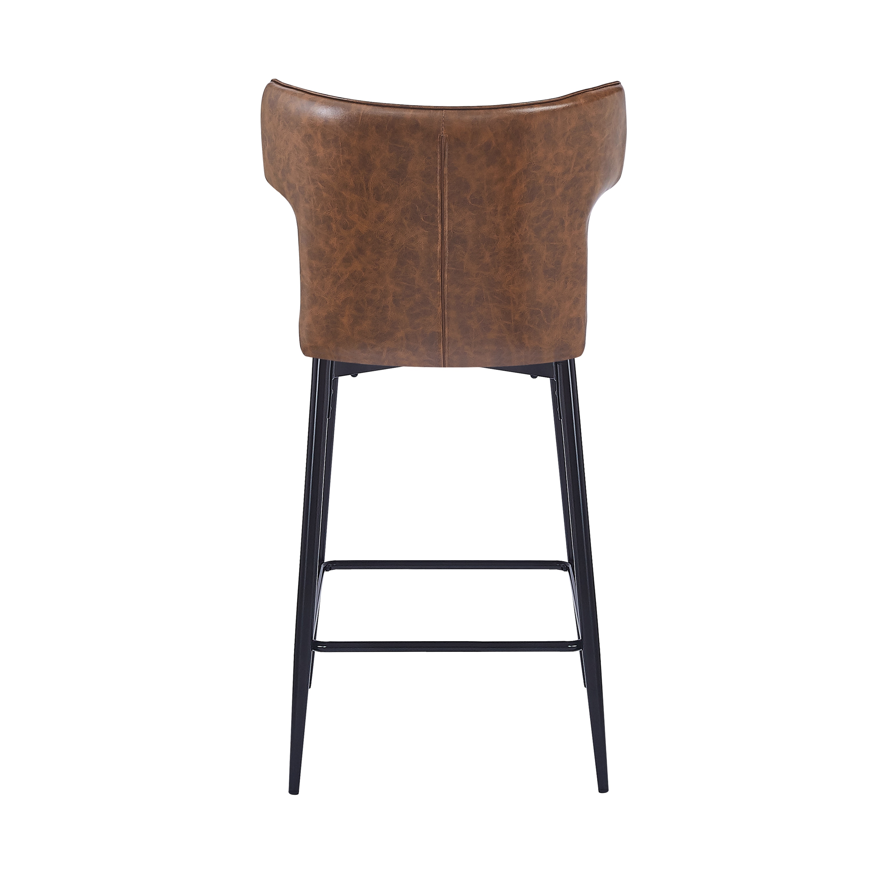 Norsans 28" Brown Faux Leather Iron Frame Counter Stool with Footrest