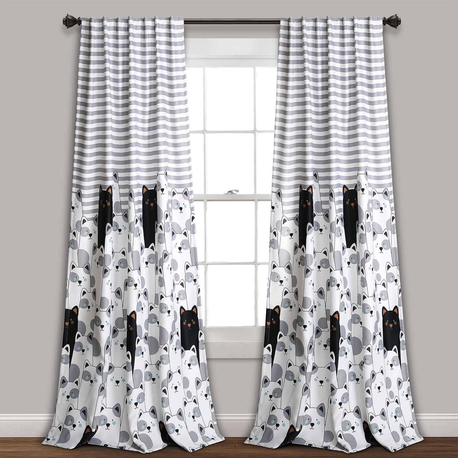 Lush Decor 16T003368 84-Inches Gray Room darkening Back tab Curtain panel pair