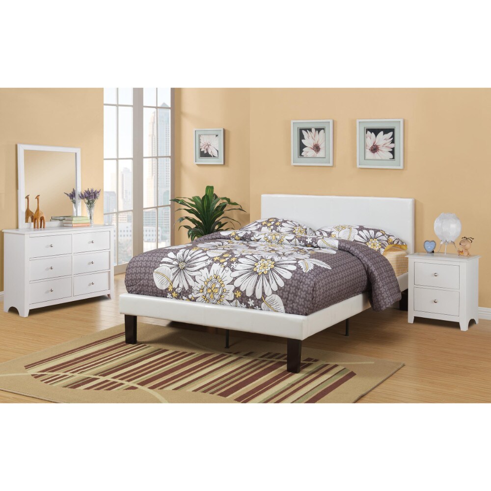 Benzara White Full Contemporary Bed Frame In The Beds Department At ...