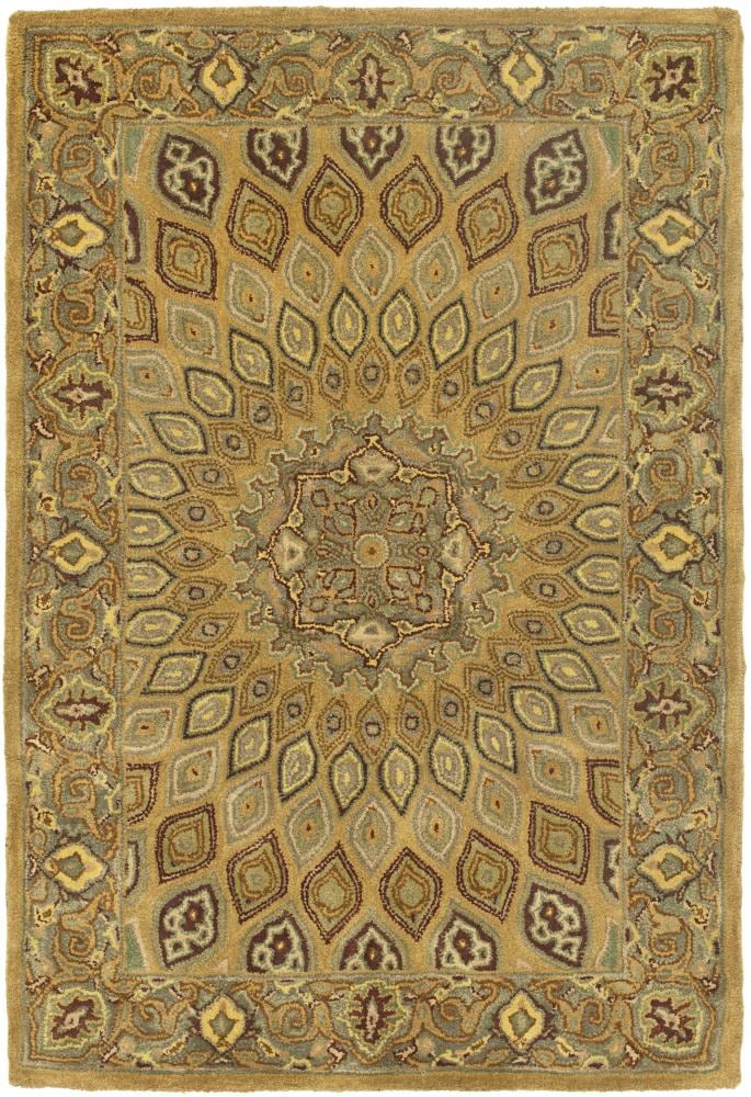 Safavieh HG914A-4 Heritage Chador 4 x 6 (ft) Tufted Wool Light Brown/Gray Rectangular Indoor Floral/Botanical Oriental Area rug