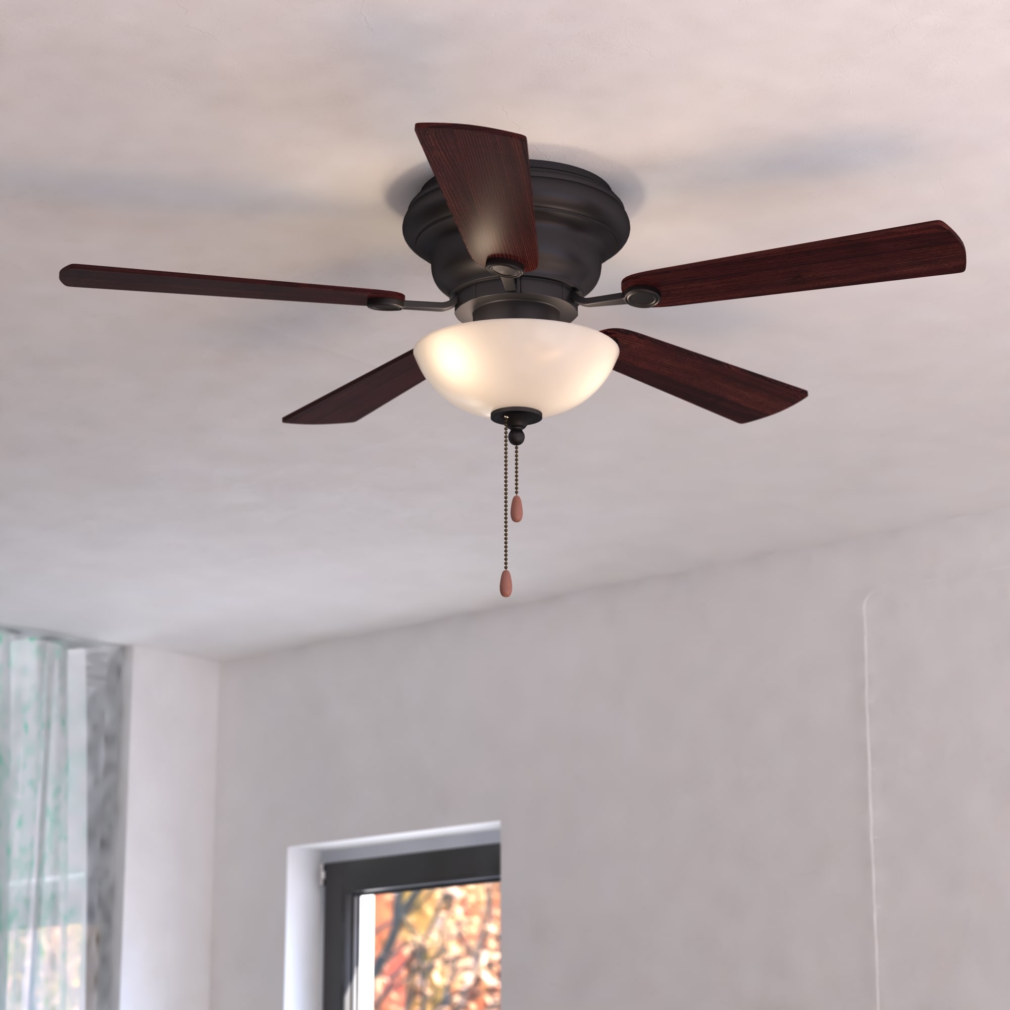 Cascadia F0059 Expo 42-in Flush Mount Nobel Bronze with Dark Bronze-Driftwood Blades Ceiling Fan With Light ( 5 -Blade )