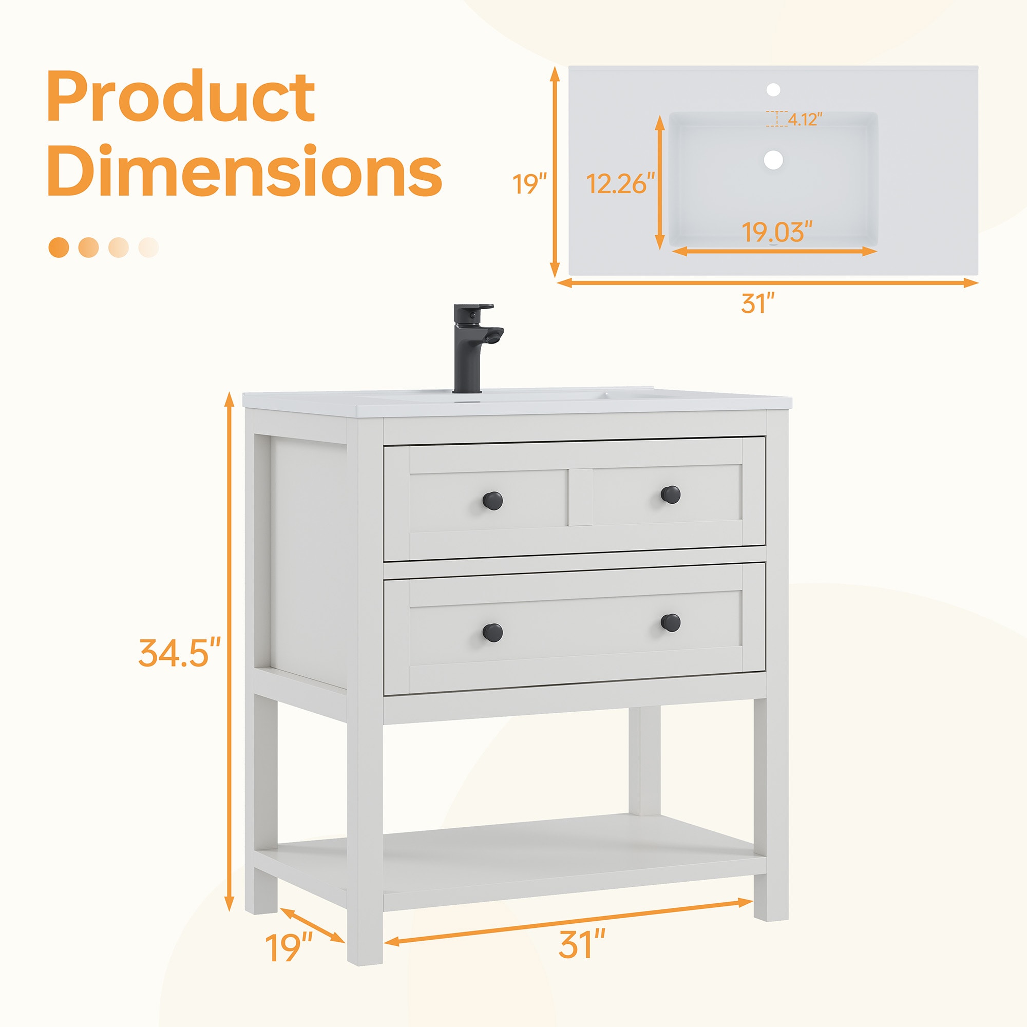 DELUXE LIVING V24032KD-30WT Bath-Vanity-Combo - View #11