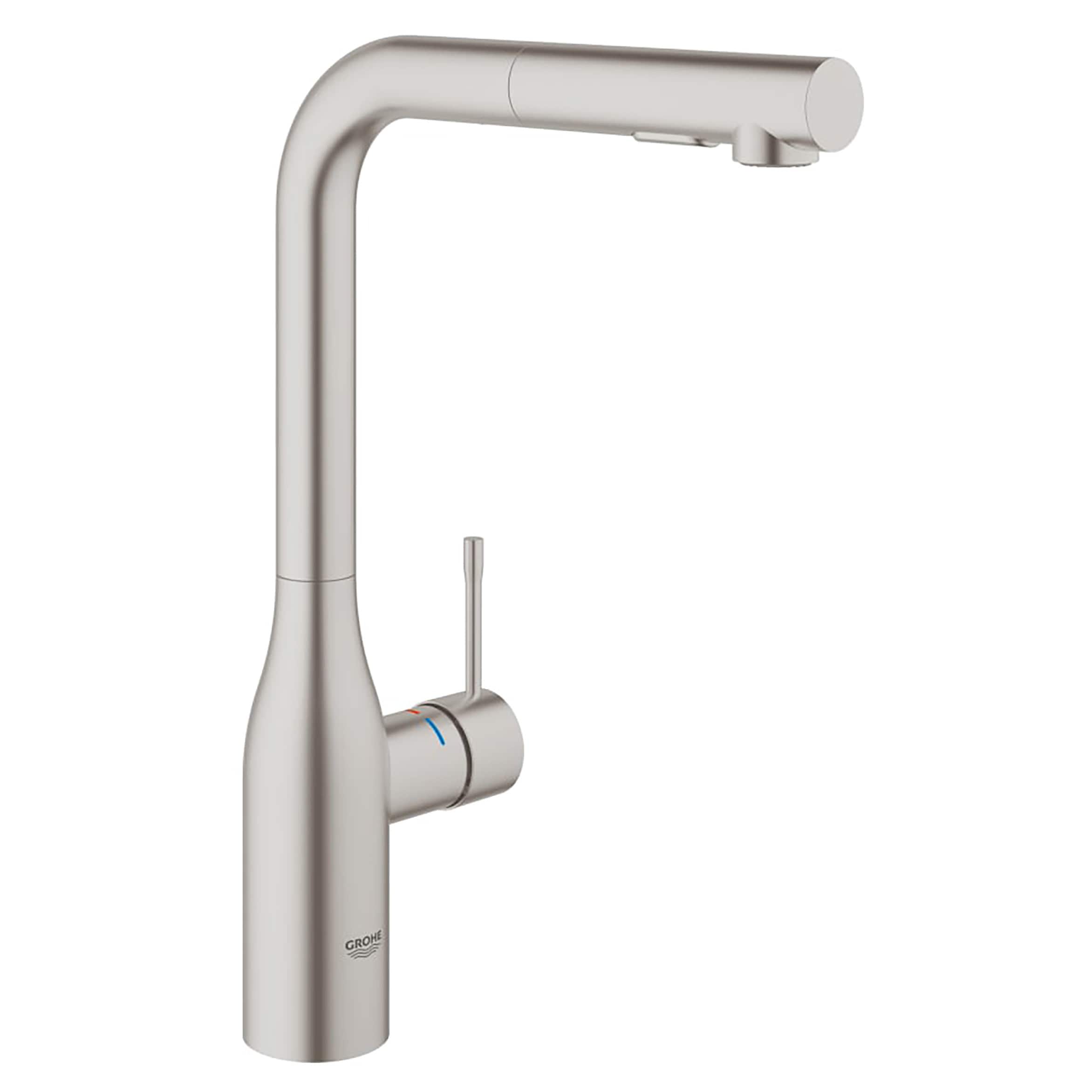 GROHE 30271DC0 Essence SuperSteel Single Handle Deck-mount Pull-out Kitchen Faucet with Sprayer
