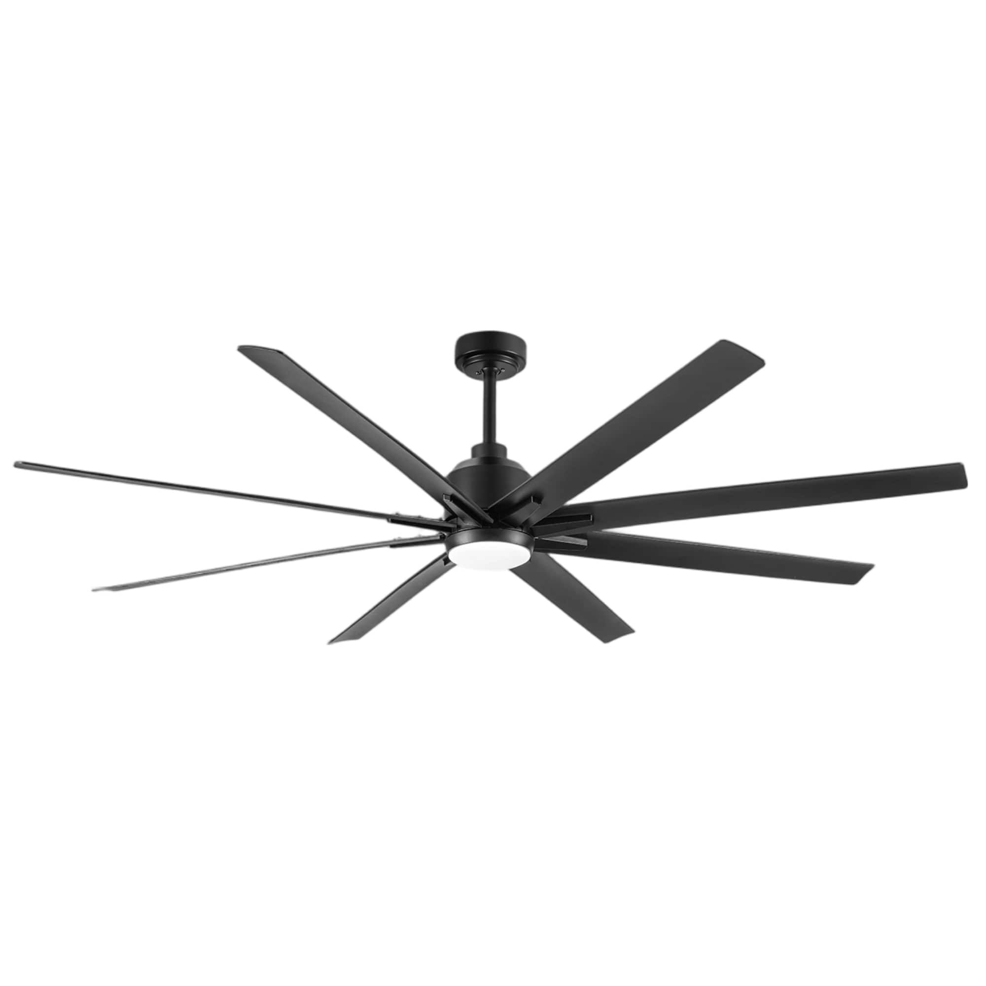 Bybafun 72-in Black with LED Ceiling Fan With Light and Remote Control Included