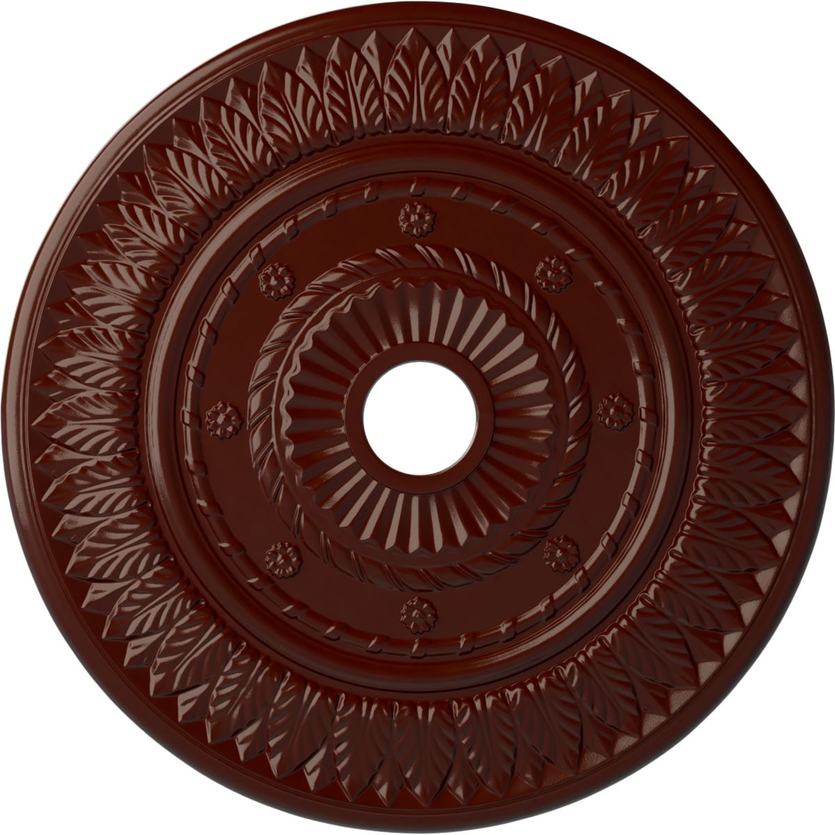 Ekena Millwork CM26LFBMF Leaf 26.75-in W x 26.75-in L Painted Brushed Mahogany Polyurethane Whole Ceiling Medallion