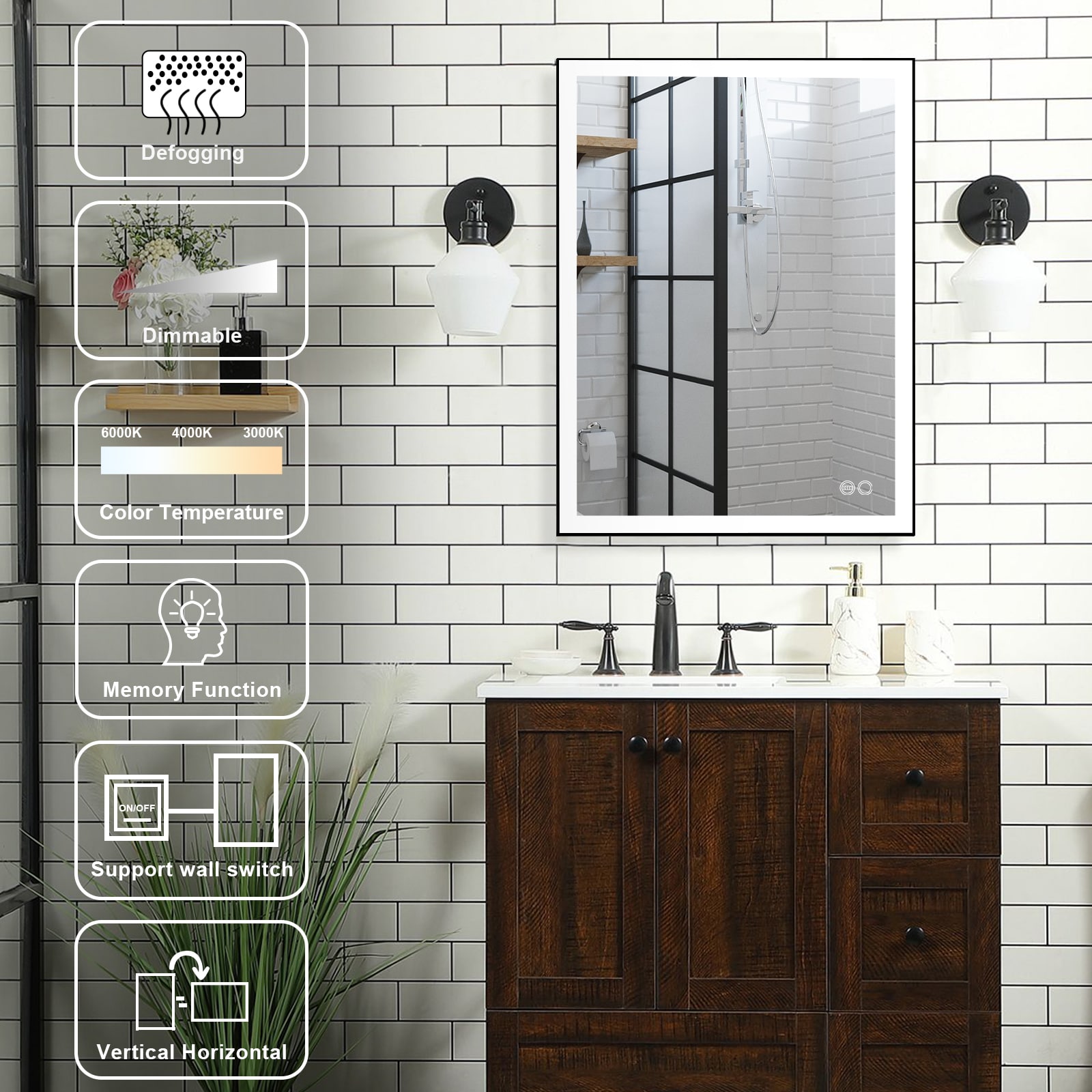 Forclover MEAM-5F2432MB Framed-Bath-Mirrors - View #3