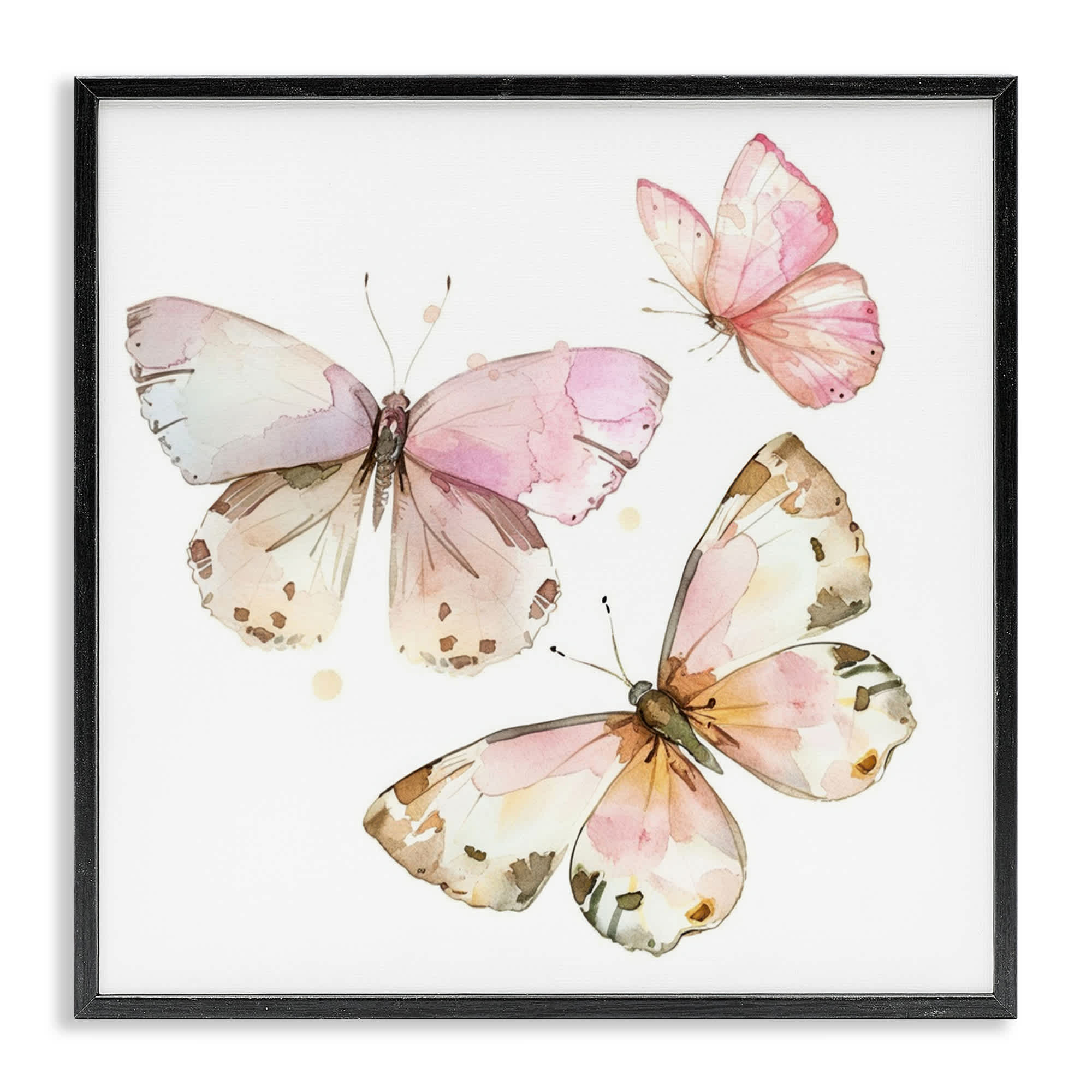 Stupell Industries BT-916-FR-17X17 Soft Watercolor Butterfly Trio Black Framed Giclee Art By LSR Creative Studio 17 x 17