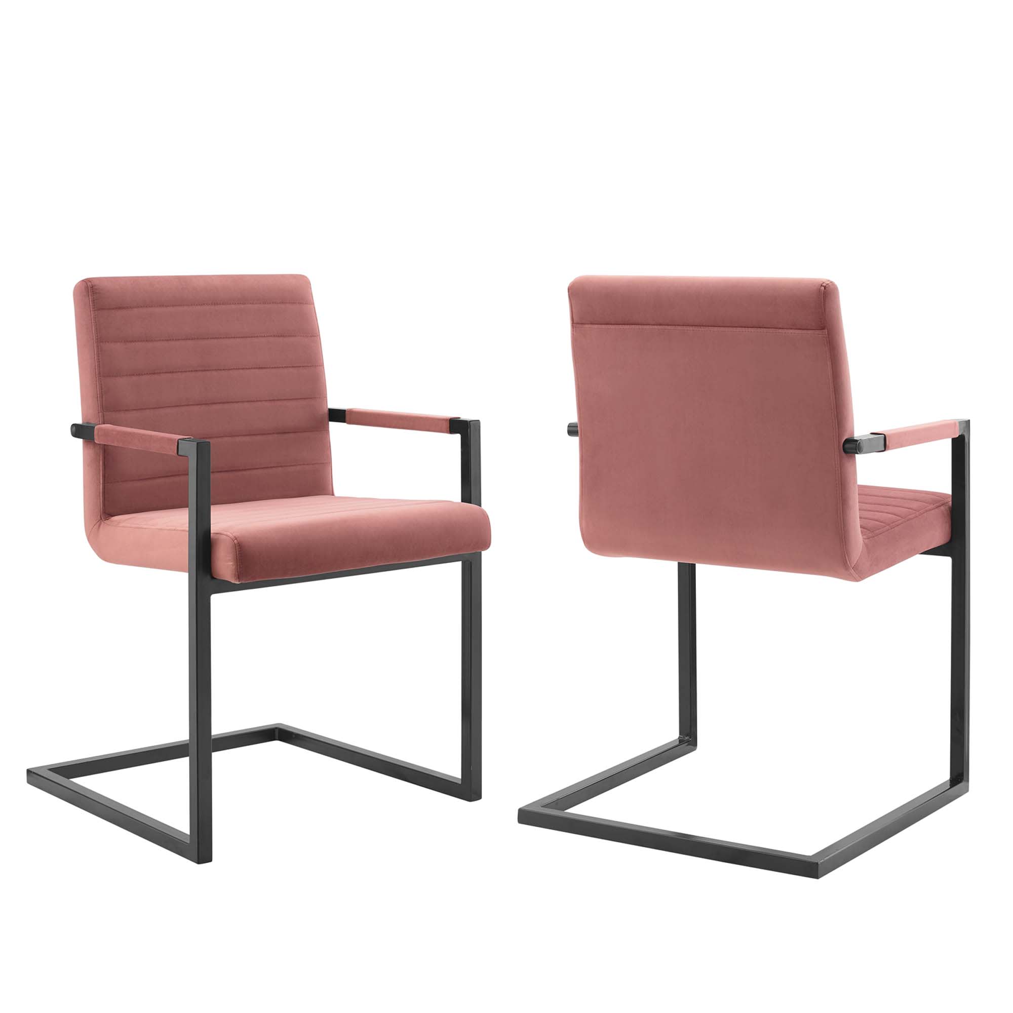 Modway  Savoy Performance Velvet Dining Chairs Set of 2 in Dusty Rose