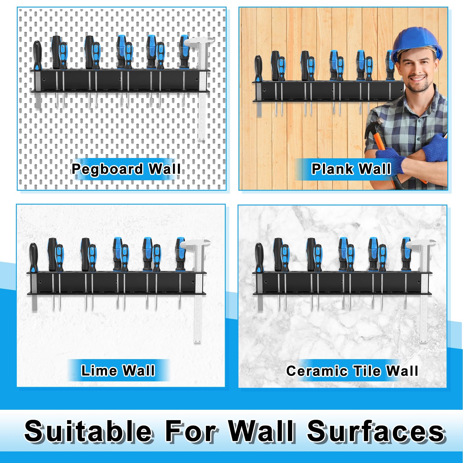Anqtovp Screwdriver Organizer Wall Mount Heavy Duty Metal Utility ...