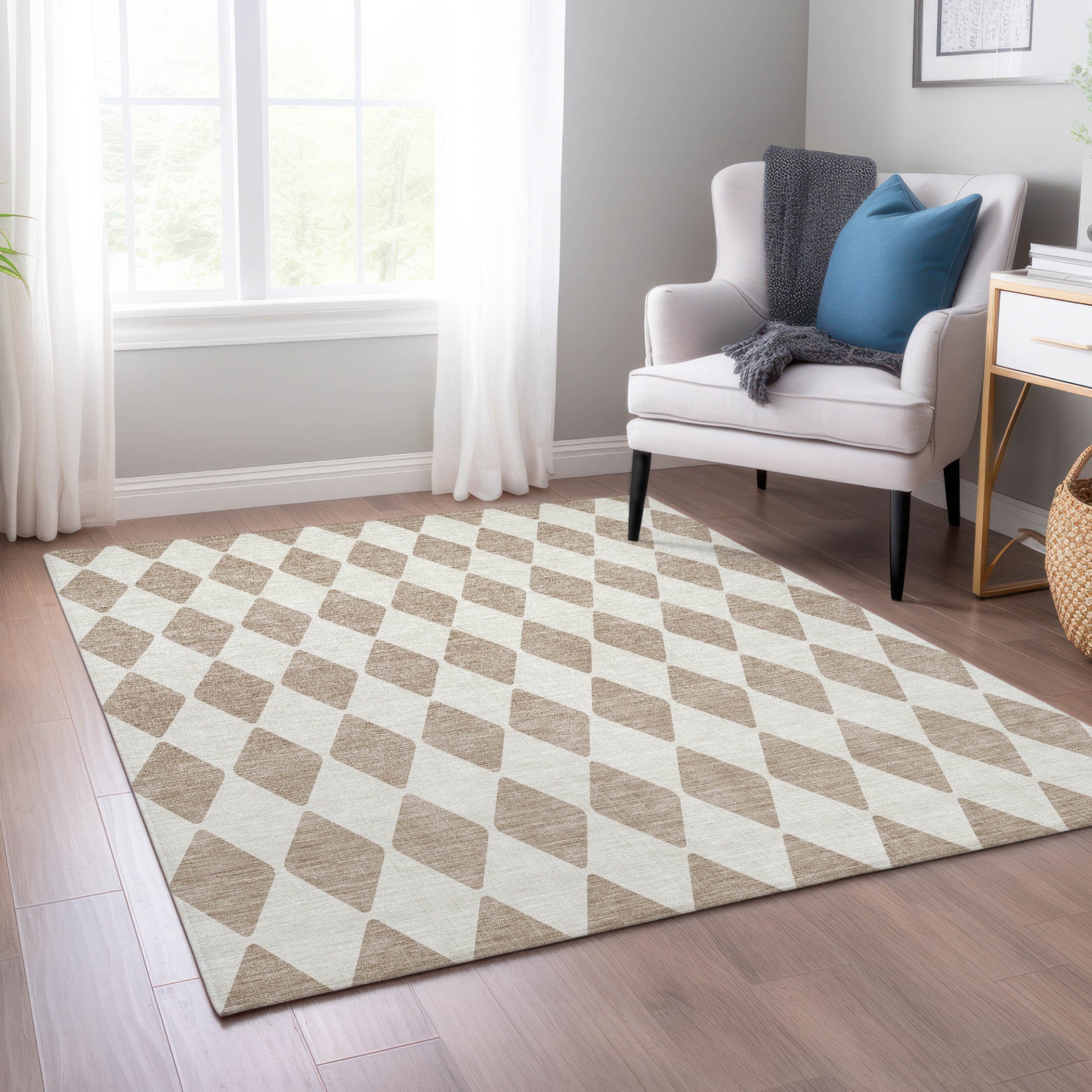 Addison Rugs ACN578TP30X46 Chantille ACN578TP 2 x 3 (ft) Polyester Taupe Rectangular Indoor/Outdoor Geometric Machine washable Area rug