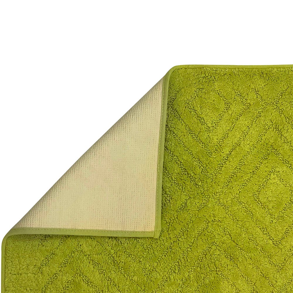 Sage Green Diamond Weave 2-Piece Plush Bathroom Rug Set