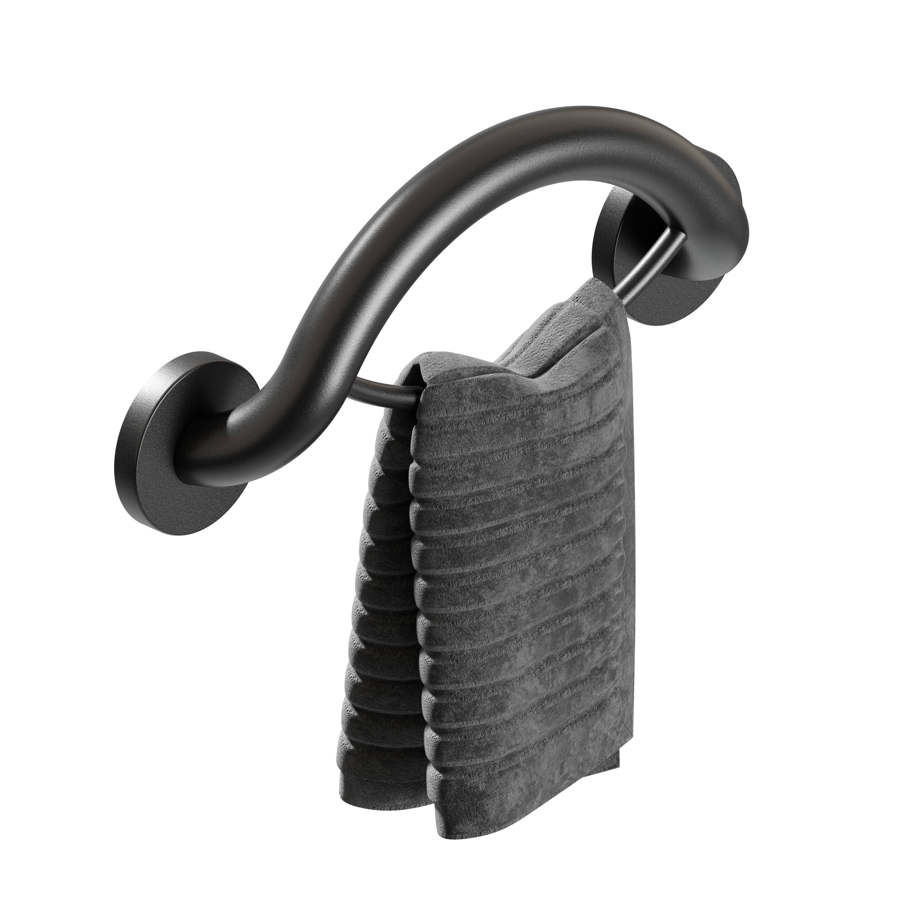HealthCraft PLUS-TR-BLK PLUS Series 11.3-in Matte Black Wall mount ADA Compliant Grab Bar ( 500-lb Weight Capacity )