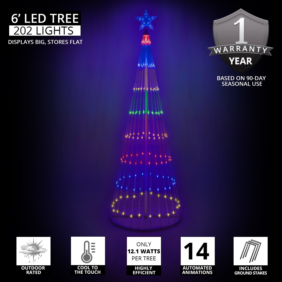 6ft Multicolor LED Light Show Outdoor Christmas Tree