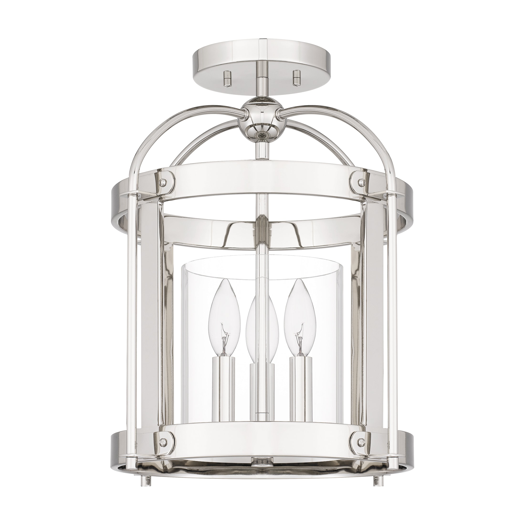 日本最大の Quoizel Semi-Flush Nickel Polished 14-in 3-Light McPherson iPhoneアクセサリー