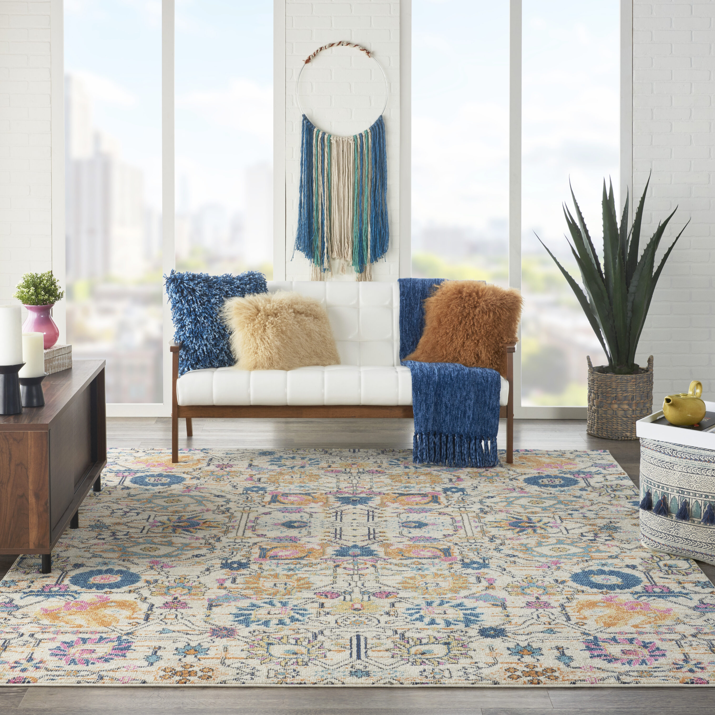 Nourison 99446477187 Passion 8 x 10 (ft) Loomed Polypropylene Ivory/multi Rectangular Indoor Abstract Area rug