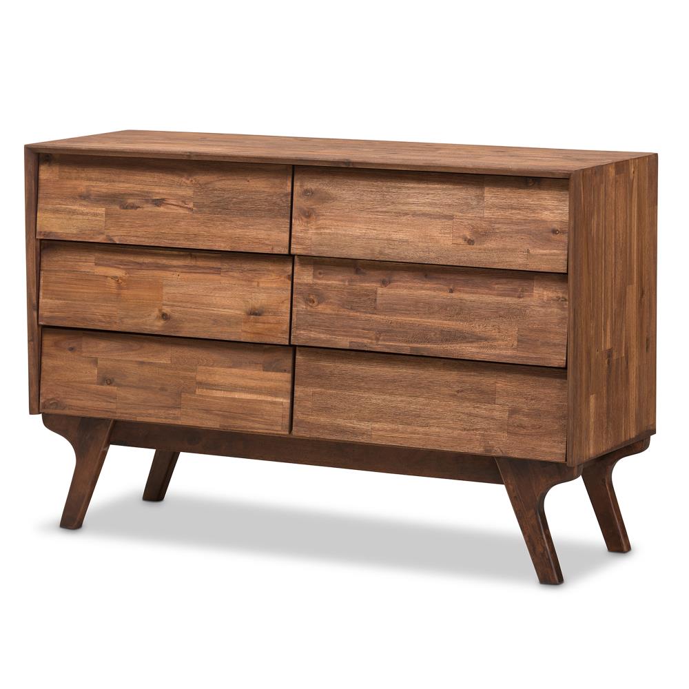 Baxton Studio Sierra Walnut 6 Drawer Dresser at Lowes