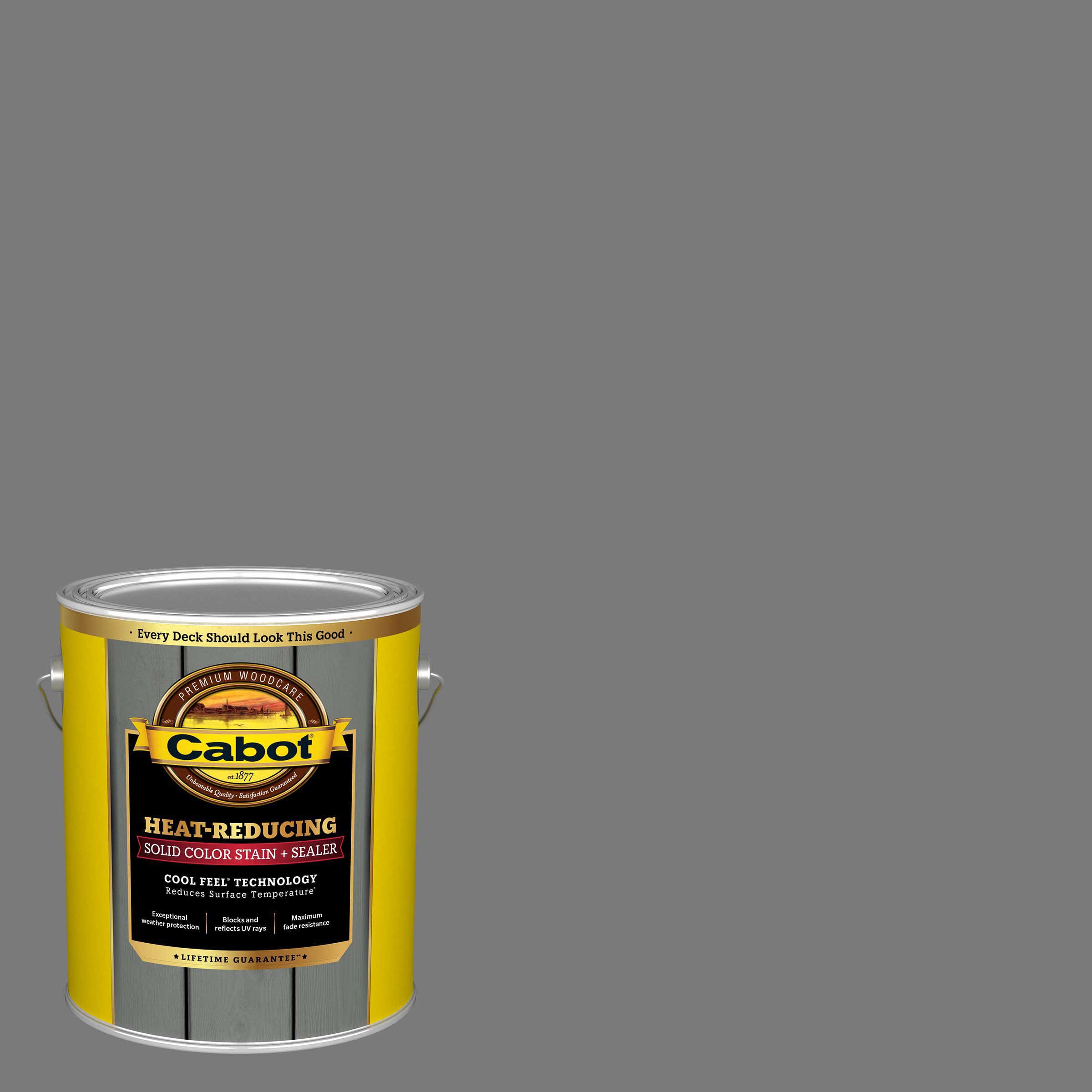 Cabot 140.0001881.007 Heat-Reducing Pre-Tinted Hampton Gray Solid Exterior Wood Stain and Sealer in One ( 1-gallon )