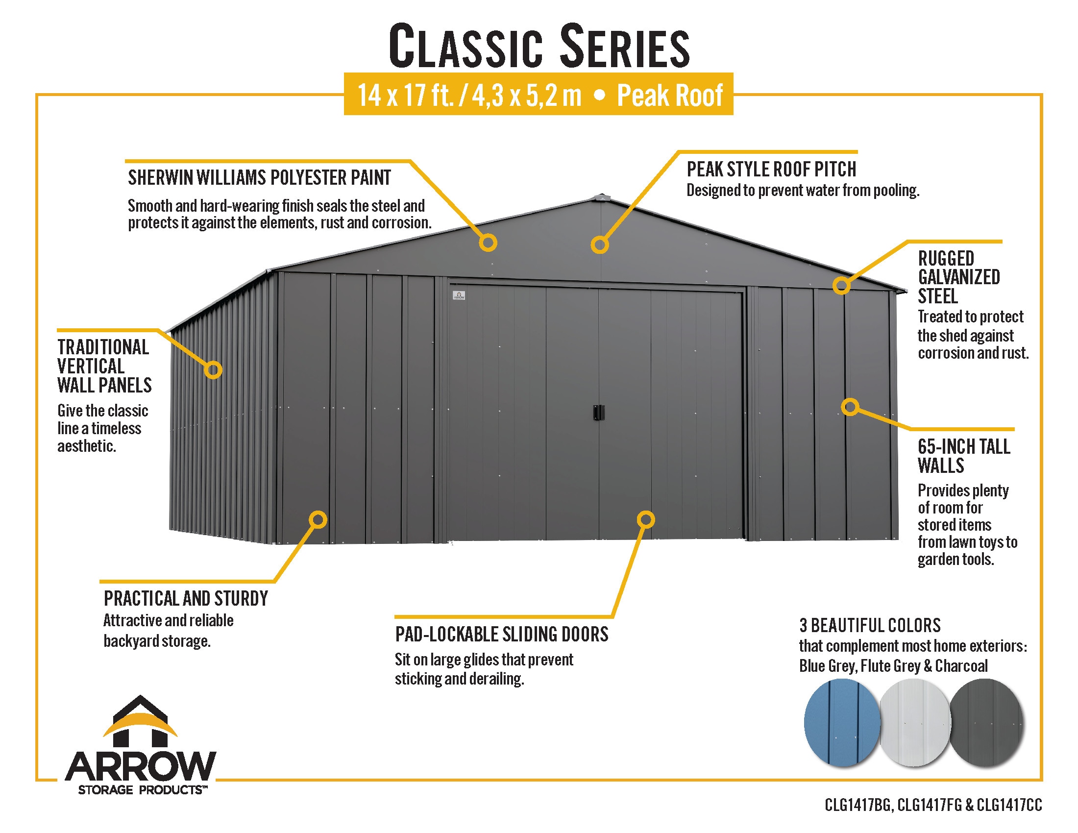 Arrow CLG1417FG Metal-Storage-Buildings-Sheds - View #10