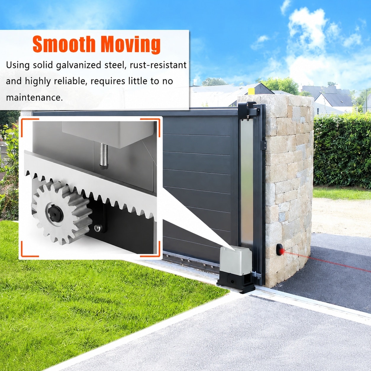 Aoibox Automatic Sliding Gate Opener 1800lb 370W Rack Drive Motor with ...