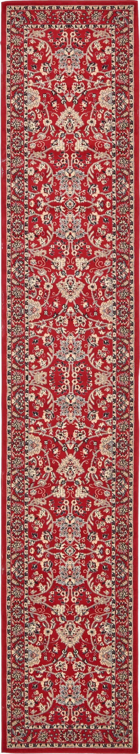 Unique Loom 3134504 Washington Sialk Hill 2 x 16 (ft) Loomed Polypropylene Red/Ivory Rectangular Indoor Floral/Botanical Runner rug
