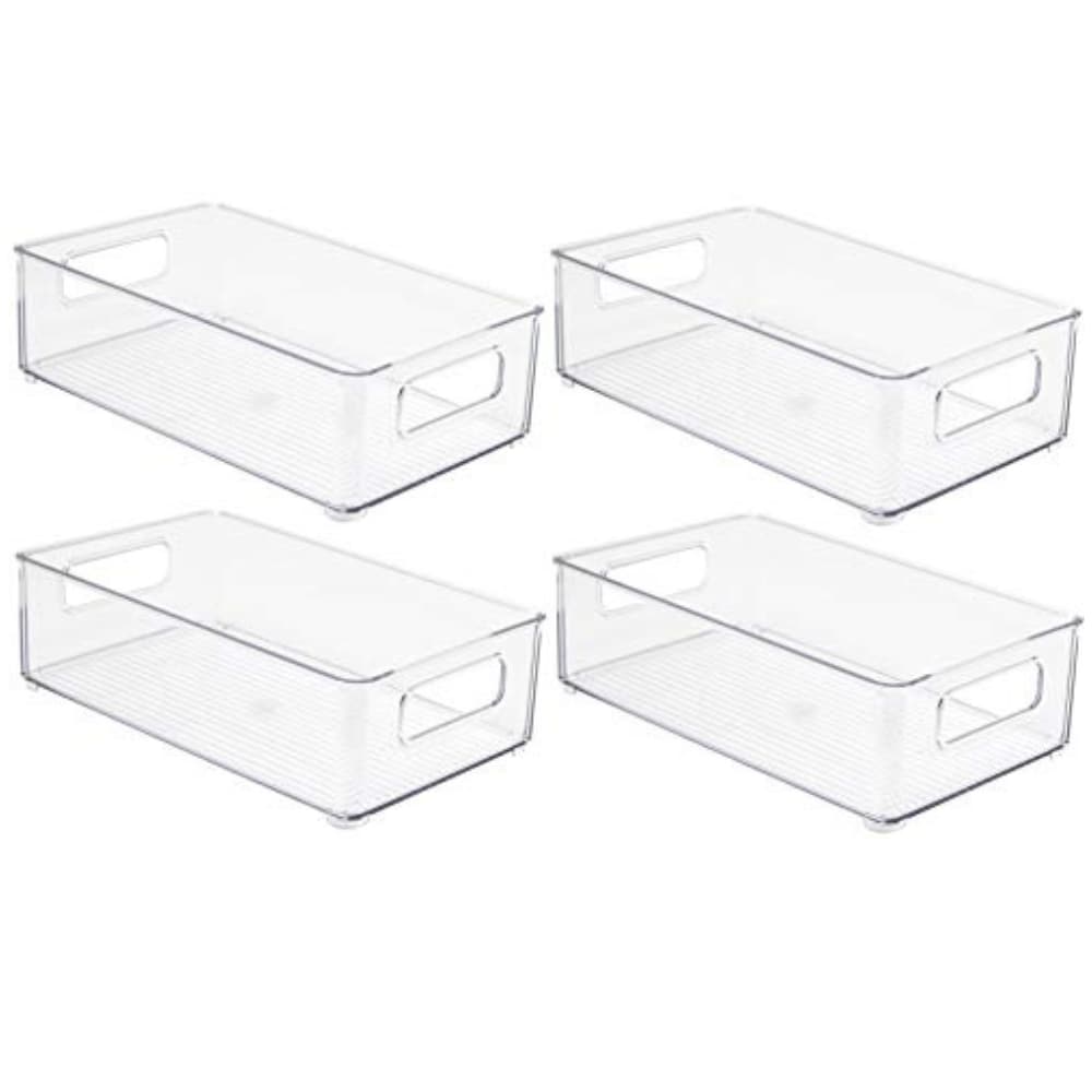 Sorbus Clear Storage Bins with Dividers 4 Pack