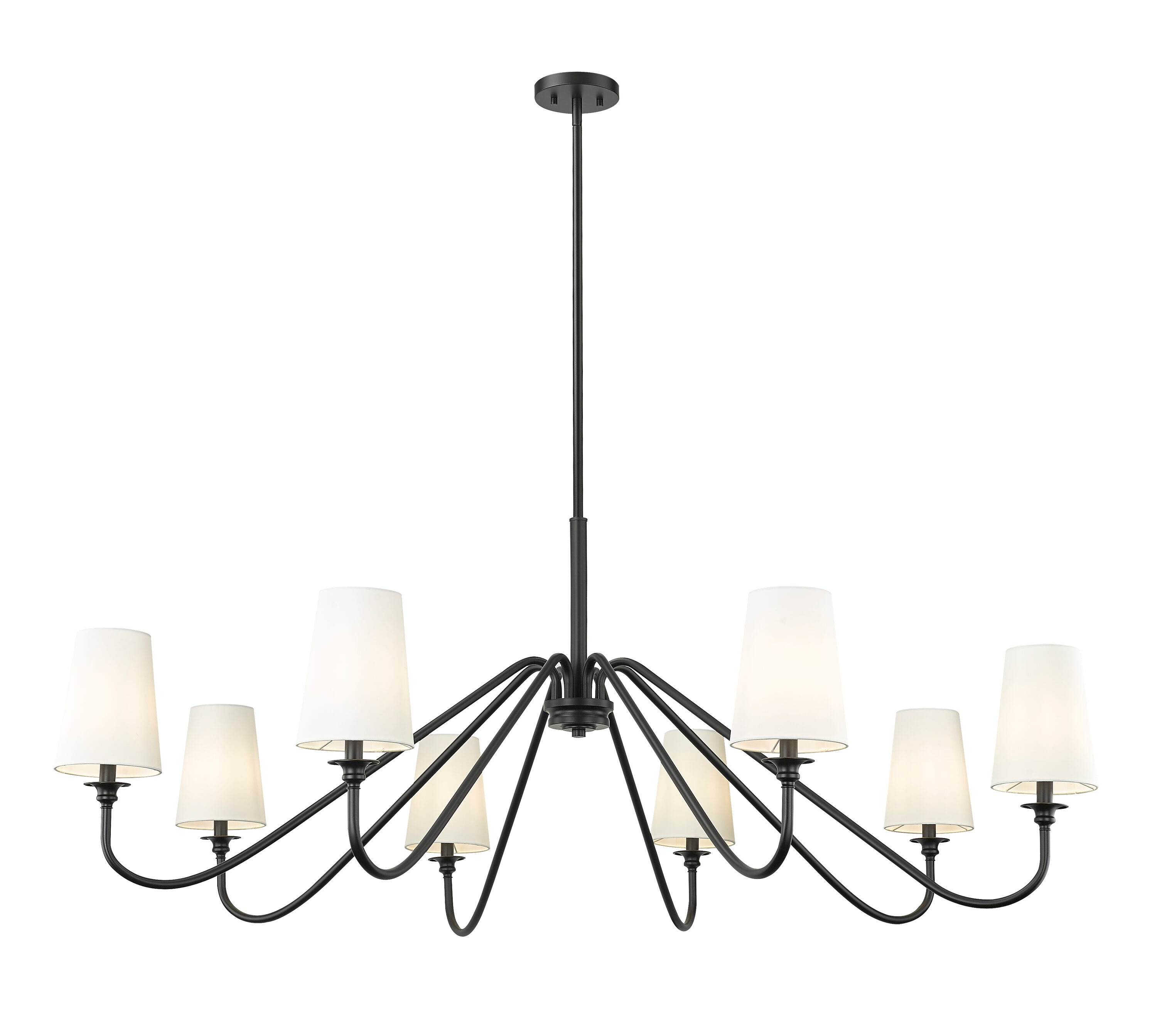 Gianna Matte Black 8-Light Chandelier with White Shades