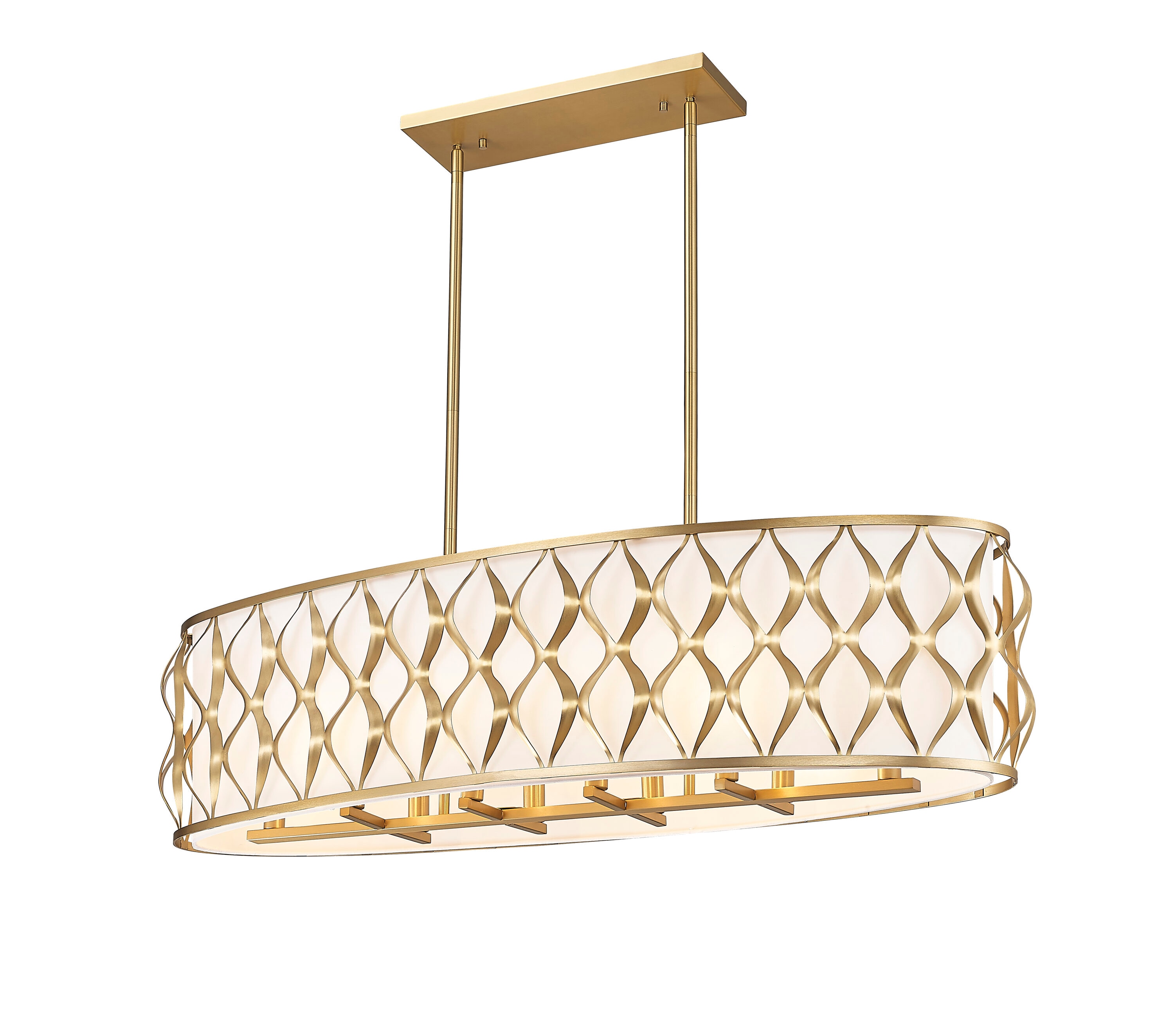 Harden Black and Red 43" Linear Chandelier with Drum Shades