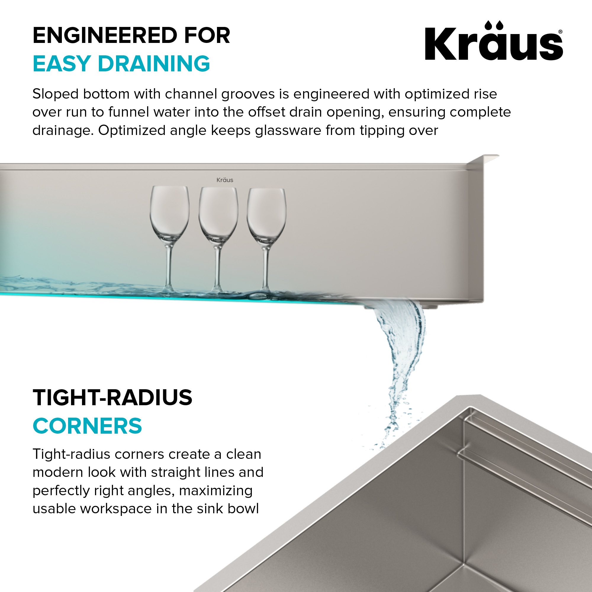 Kraus Kore Workstation Undermount 57-in x 19-in Stainless Steel Single ...