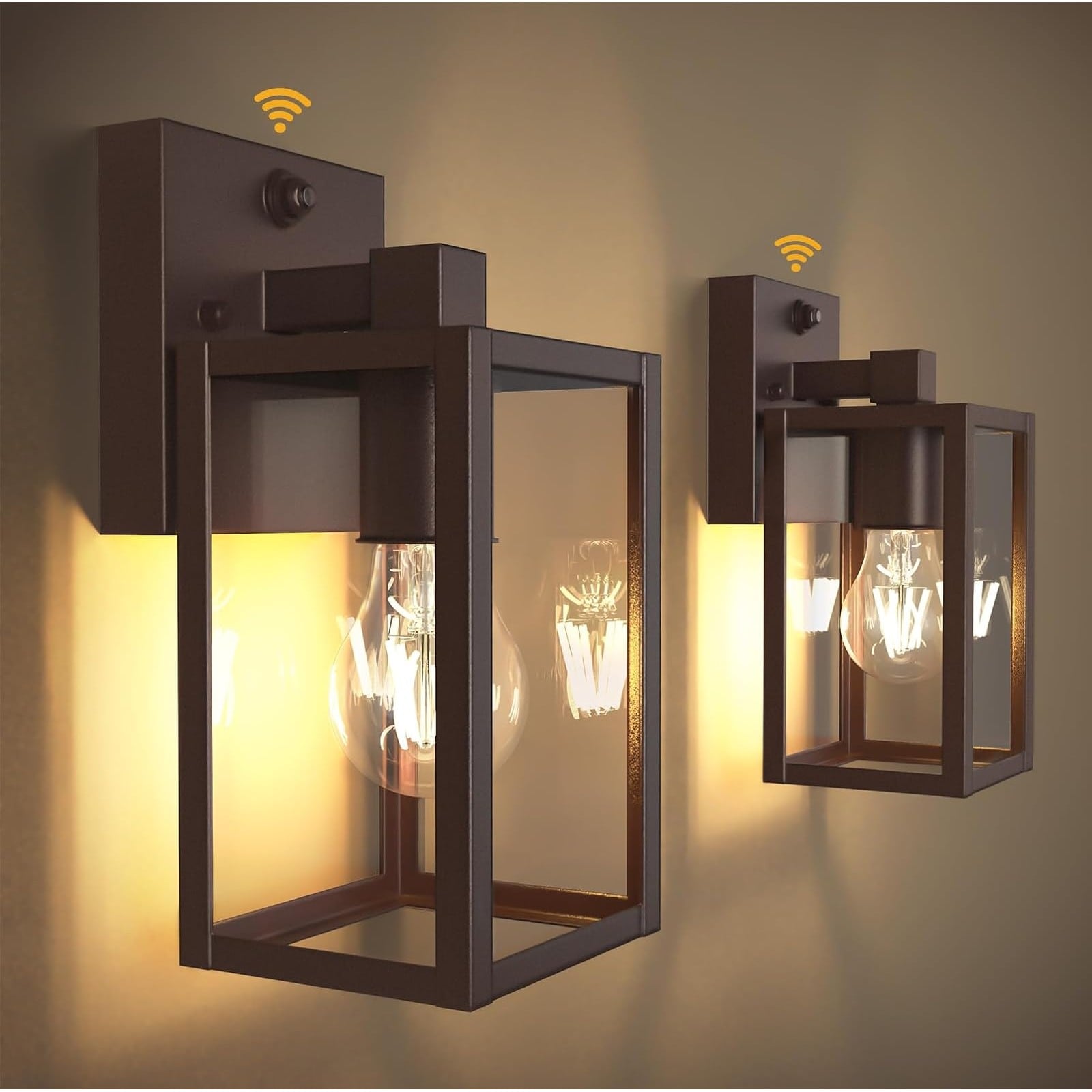 Slagawa -  Oil Rubbed Bronze Outdoor Wall Sconce 2-Pack with Dusk to Dawn Sensor Waterproof Porch...