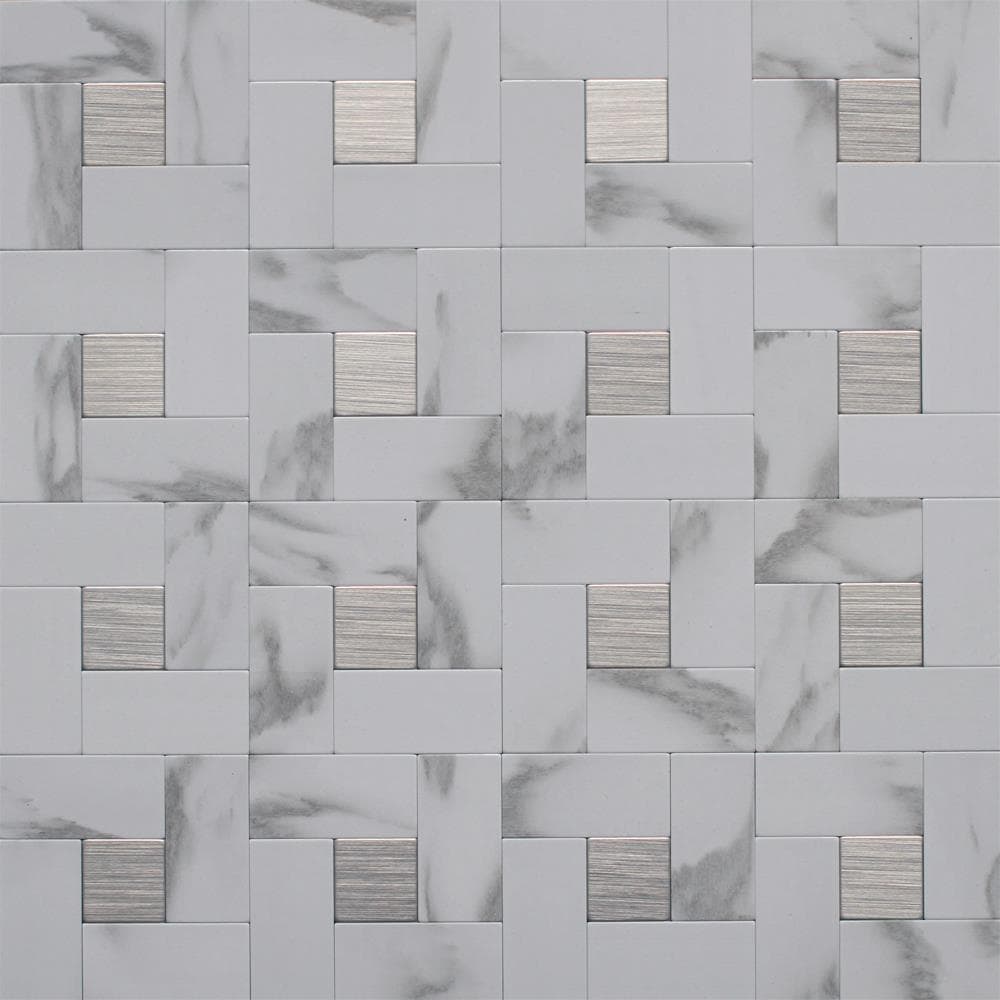 Instant Mosaic 6-03108 6-Pack Multicolor 12-in x 12-in Glossy Metal Random Peel & Stick Tile