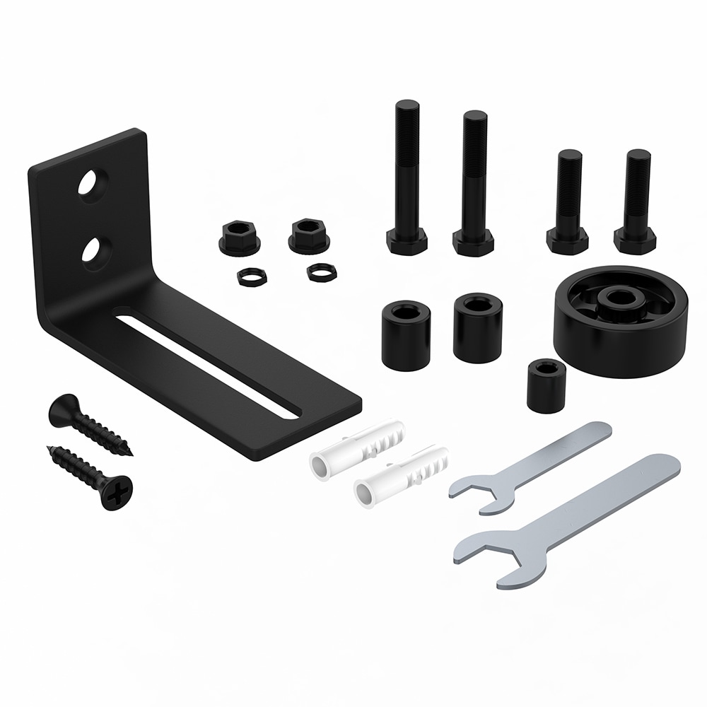 Black Adjustable Sliding Barn Door Floor Guide with 8 Setup Options