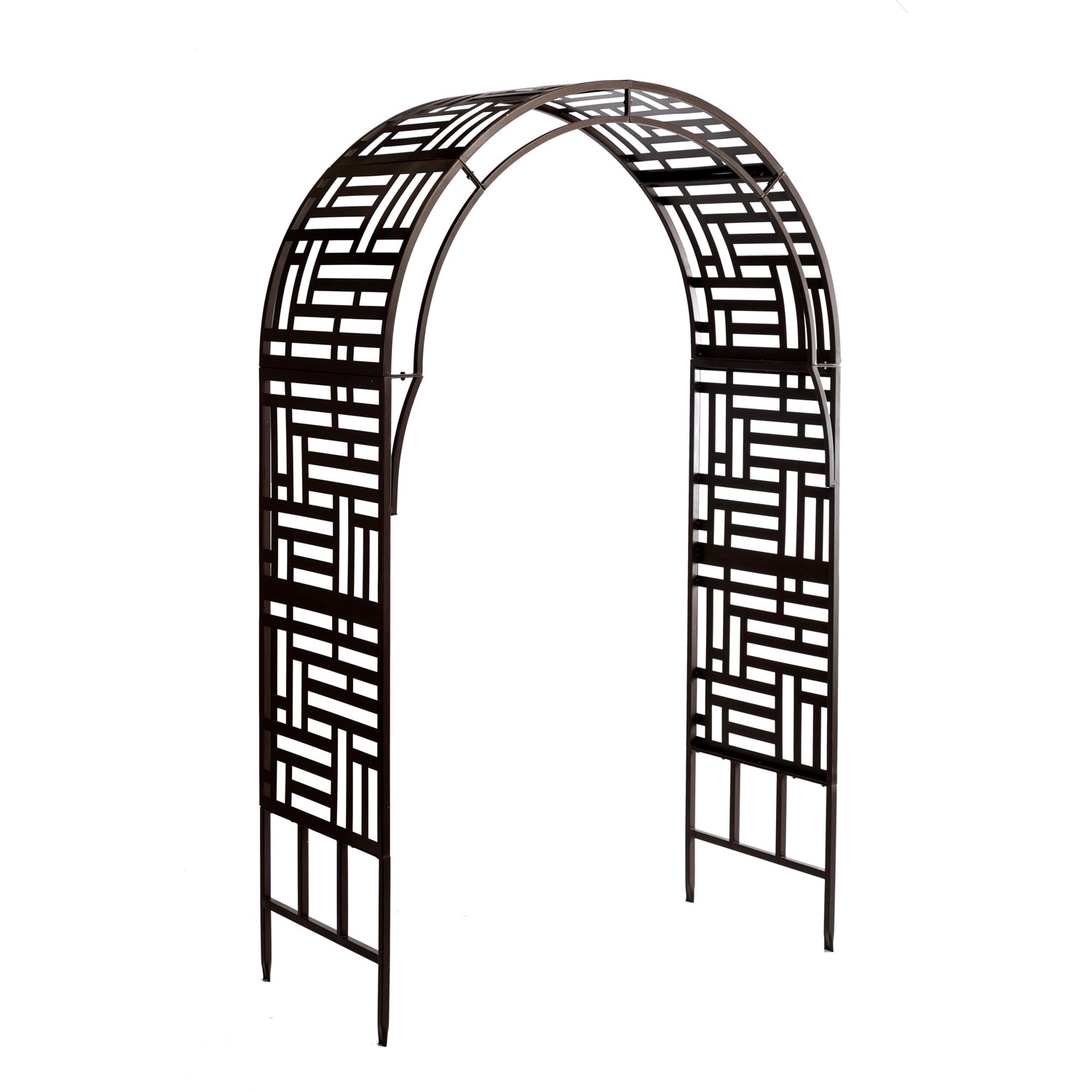 Black Metal Geometric Garden Arch Arbor with Canopy
