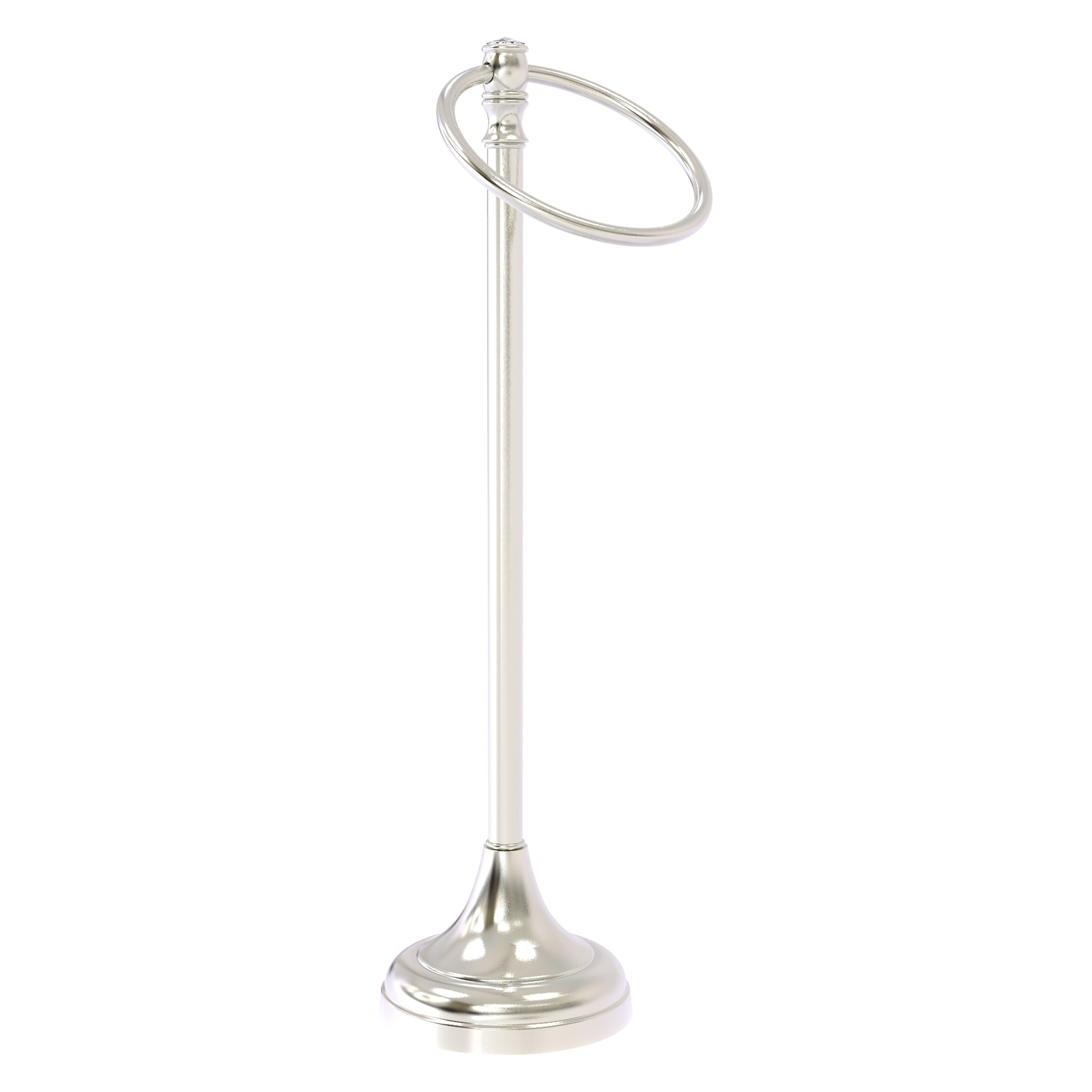 Allied Brass CC-54-SN Carolina Crystal Satin Nickel Freestanding countertop Single Towel Ring
