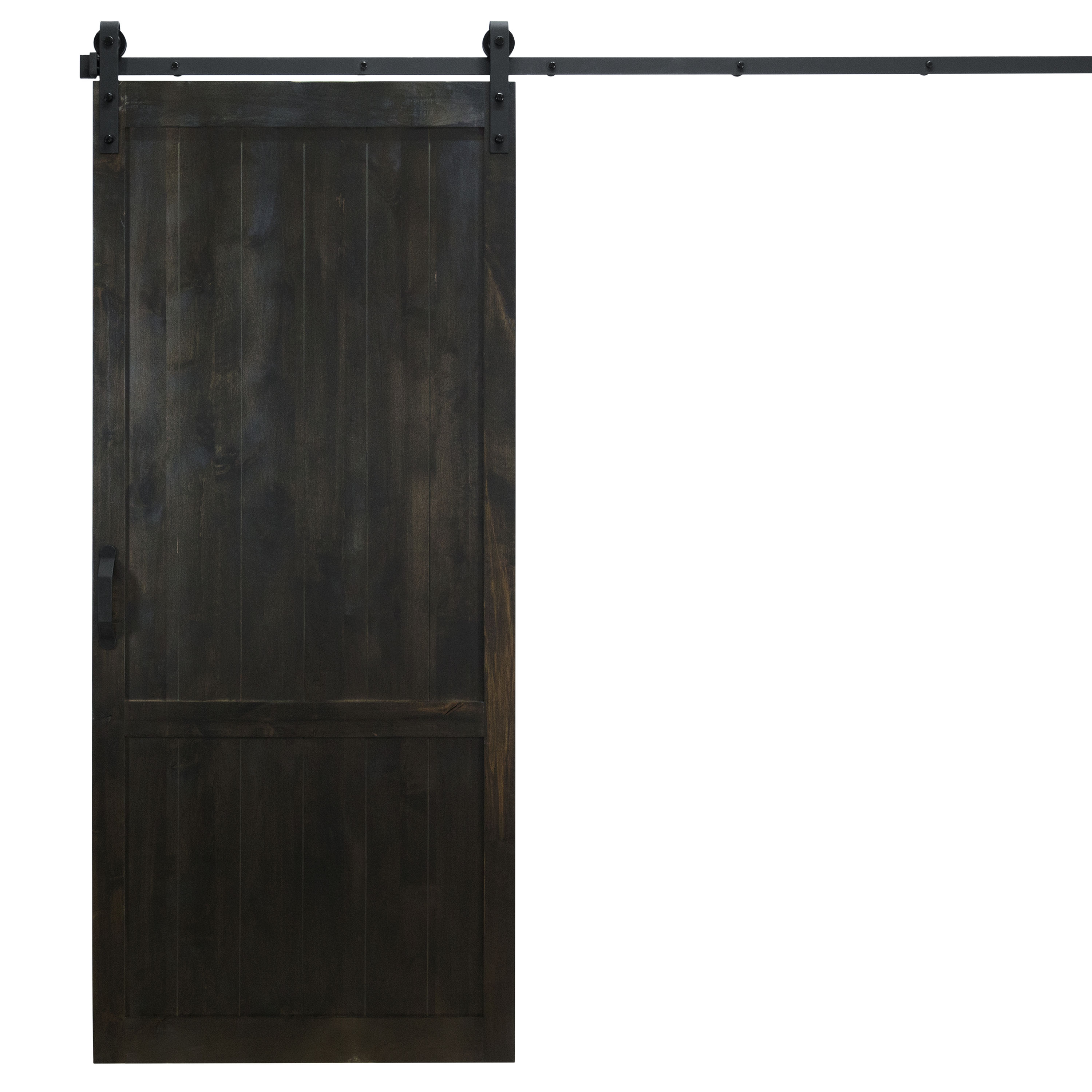 Dogberry DCOUN36NGHTNONEHARD 36-in x 84-in Midnight Black Knotty alder Wood Solid core Single Barn Door (Hardware Included)