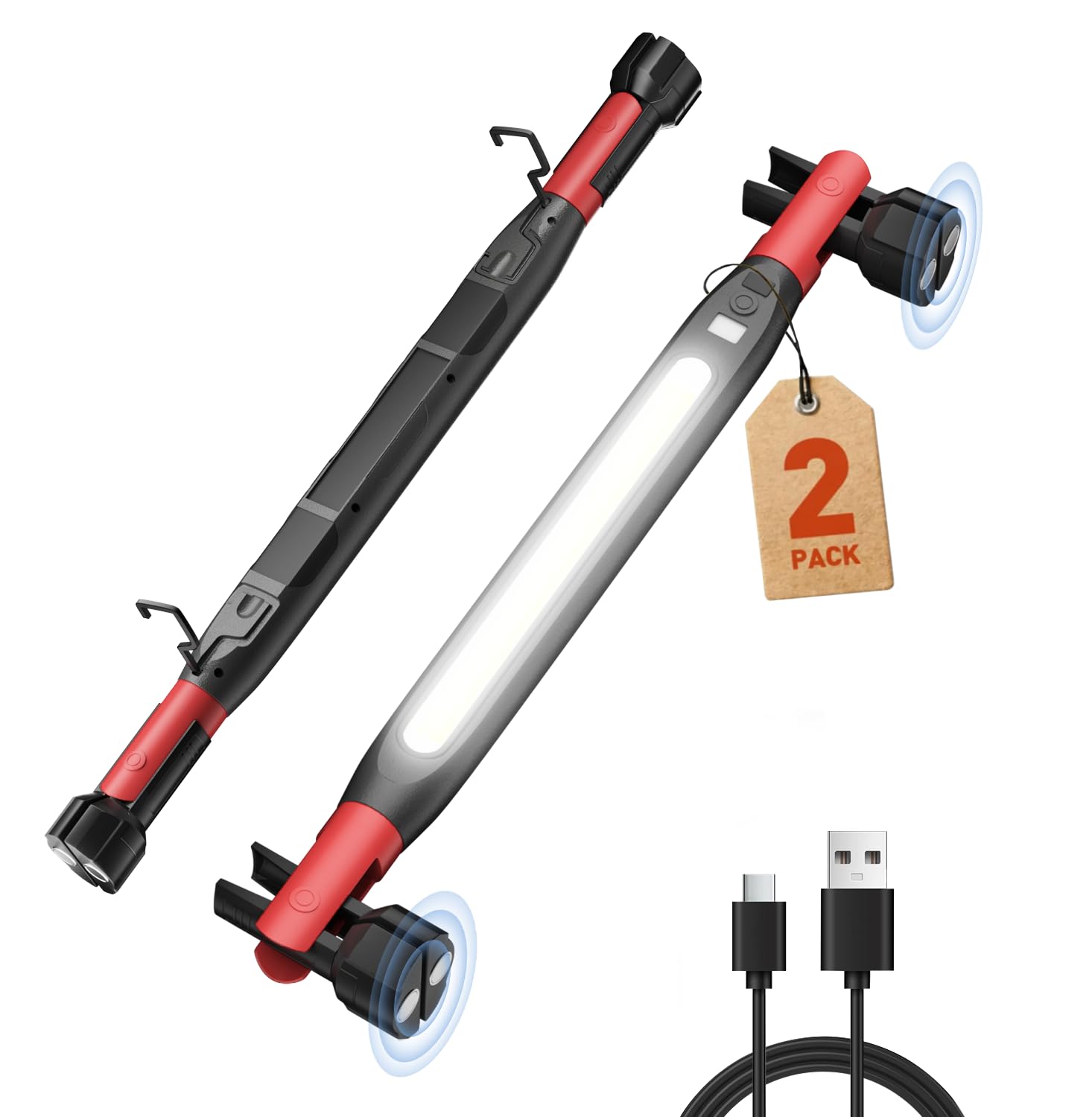 Lukvuzo 2 pack magnetic LED work light bar super bright 1000 lumen under hood mechanic light for garage workshop vehicle inspection #LLU0705L118